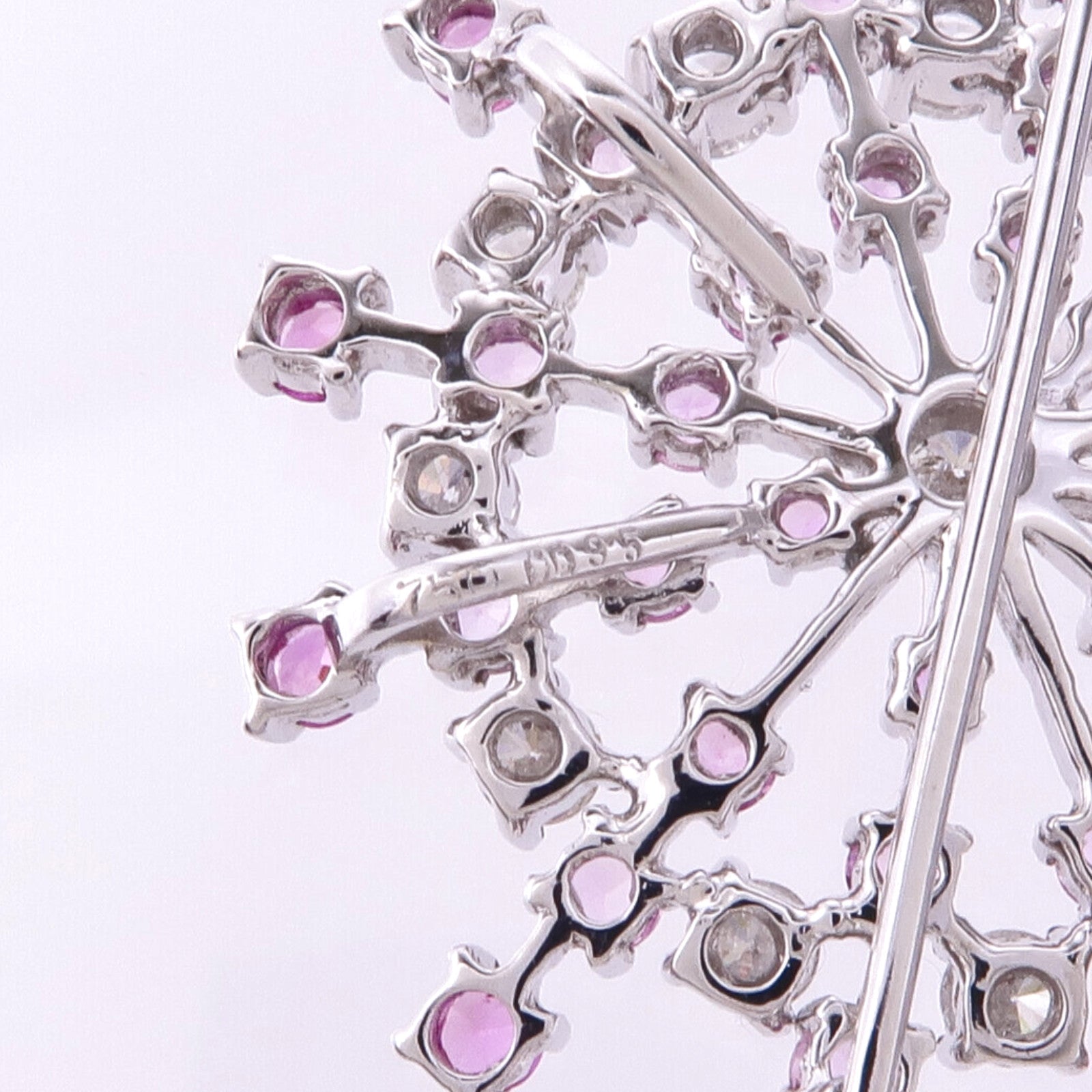 JEWELRY 18K白金Sapphire Diamond Brooch粉紅藍寶石/鑽石胸針