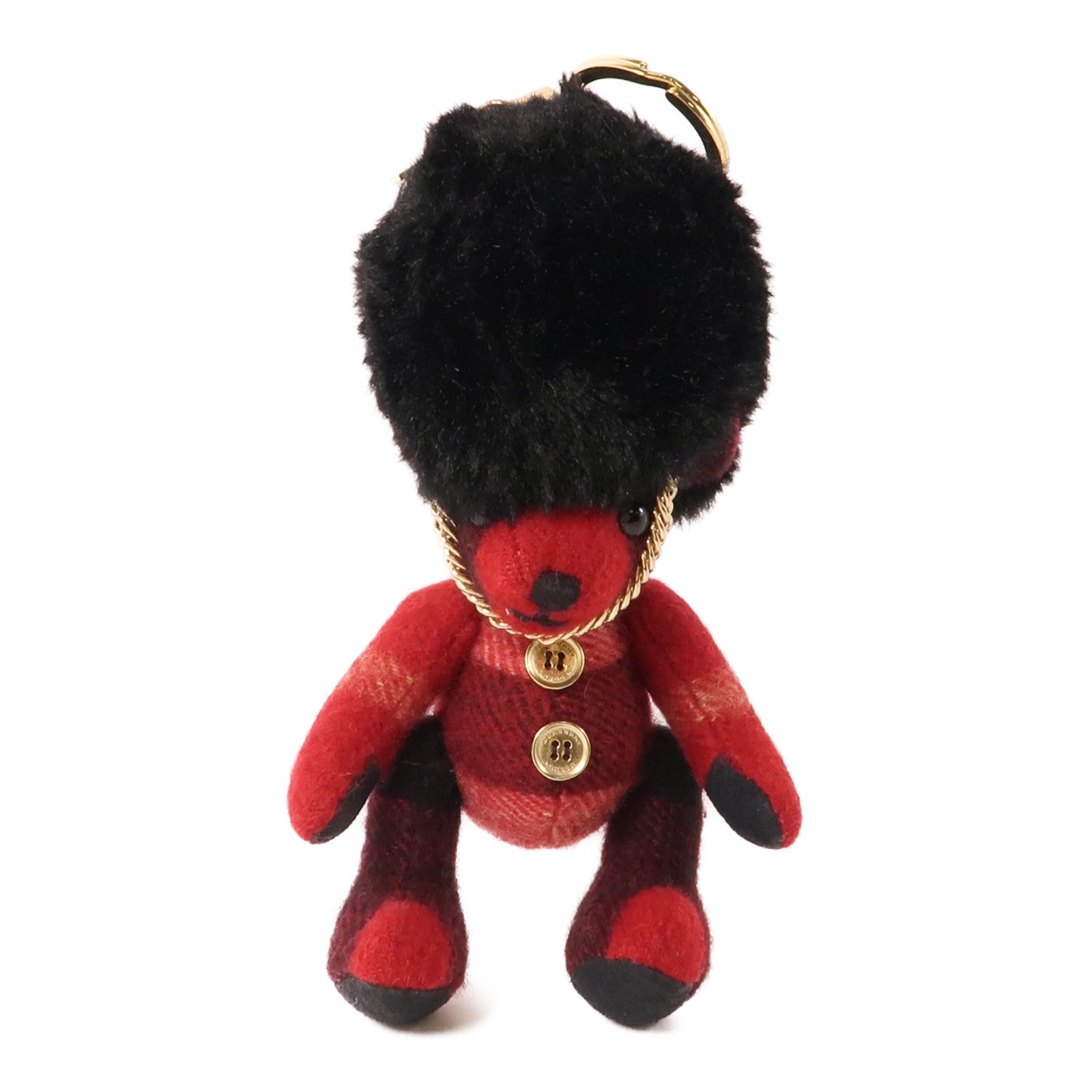 BURBERRY 羊絨Bear Key Ring Charm金扣鎖匙扣紅色/黑色