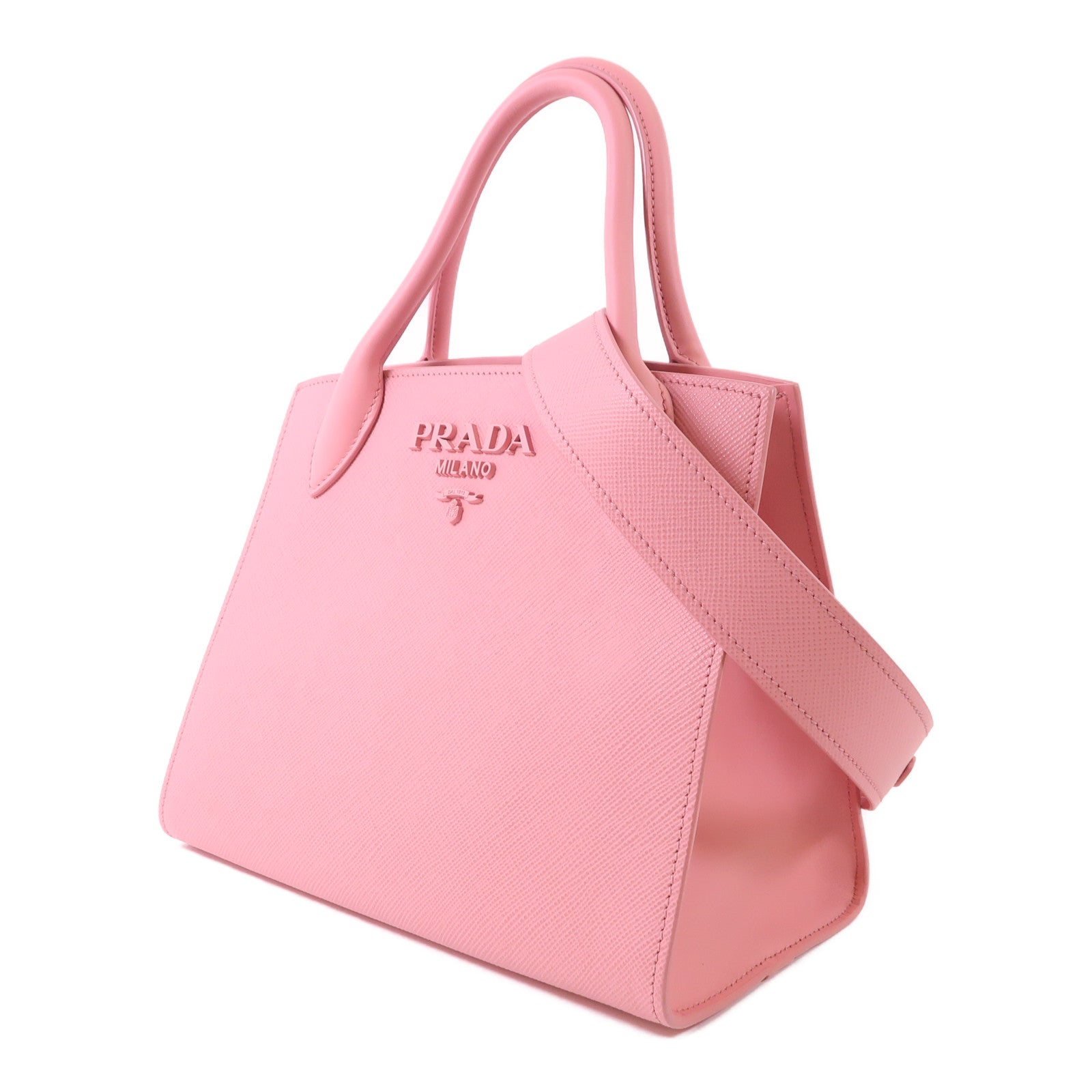 PRADA 牛皮皮革Monochrome金扣手挽肩背兩用袋