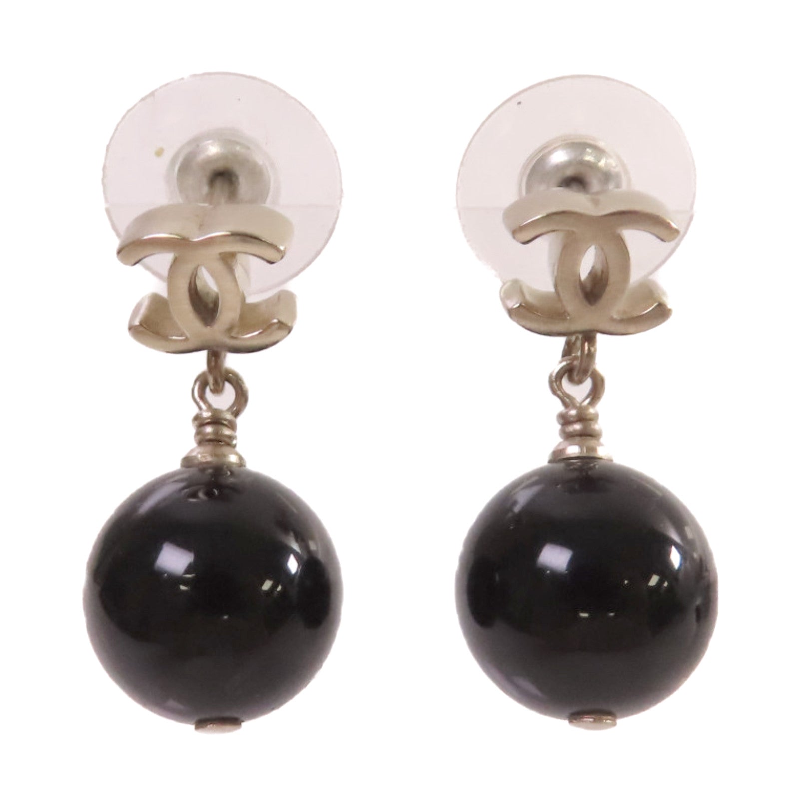 CHANEL 金屬/PVC CC  Earrings耳環黑色