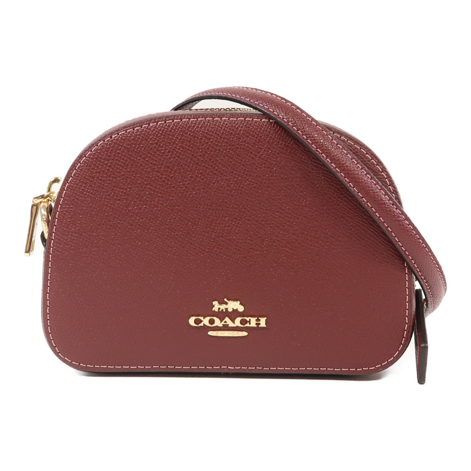 COACH 牛皮皮革Mini Serena Crossbody Bag金扣肩背袋紅色