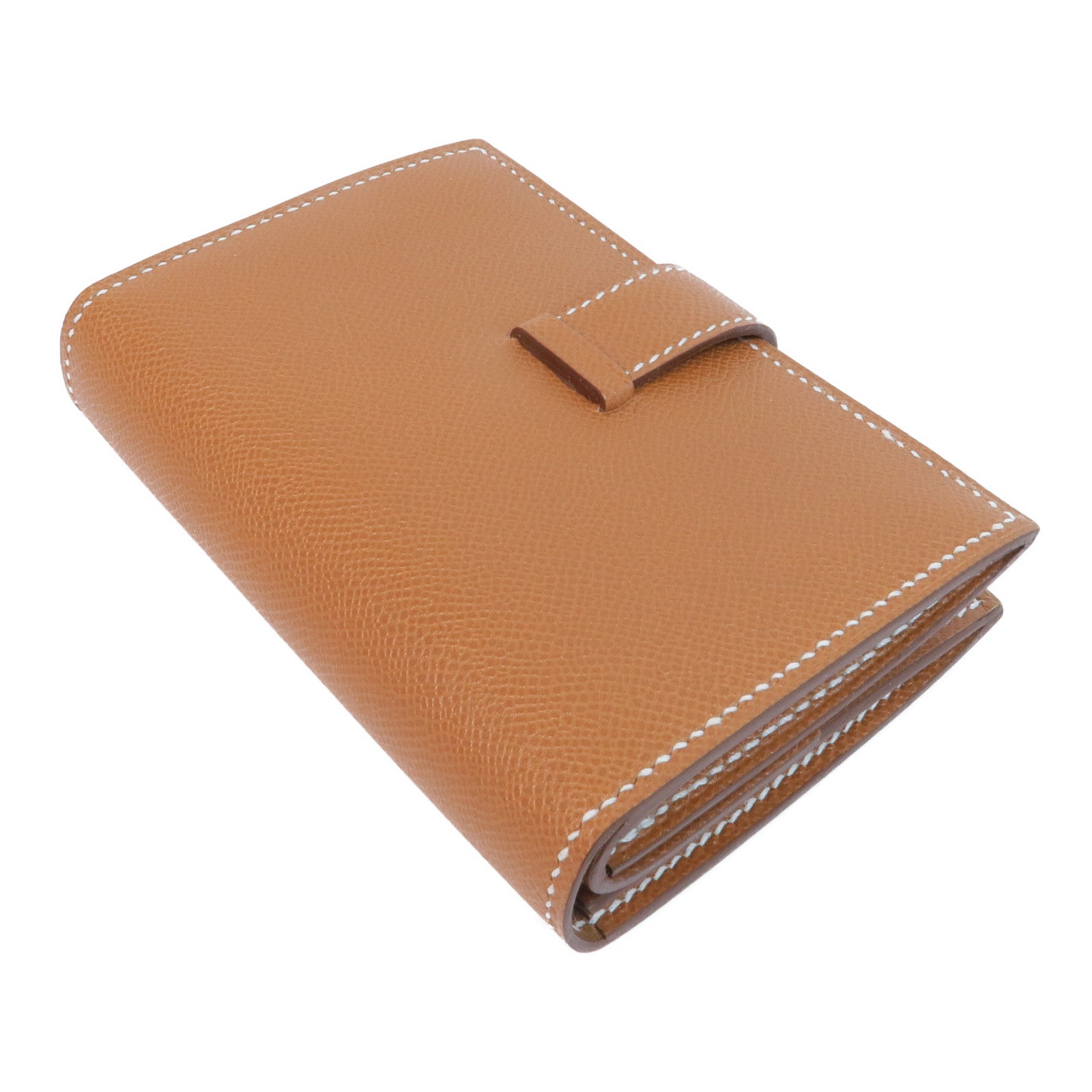 HERMES 【激減優惠】Epsom皮革Bearn Mini Wallet銀扣錢包Gold