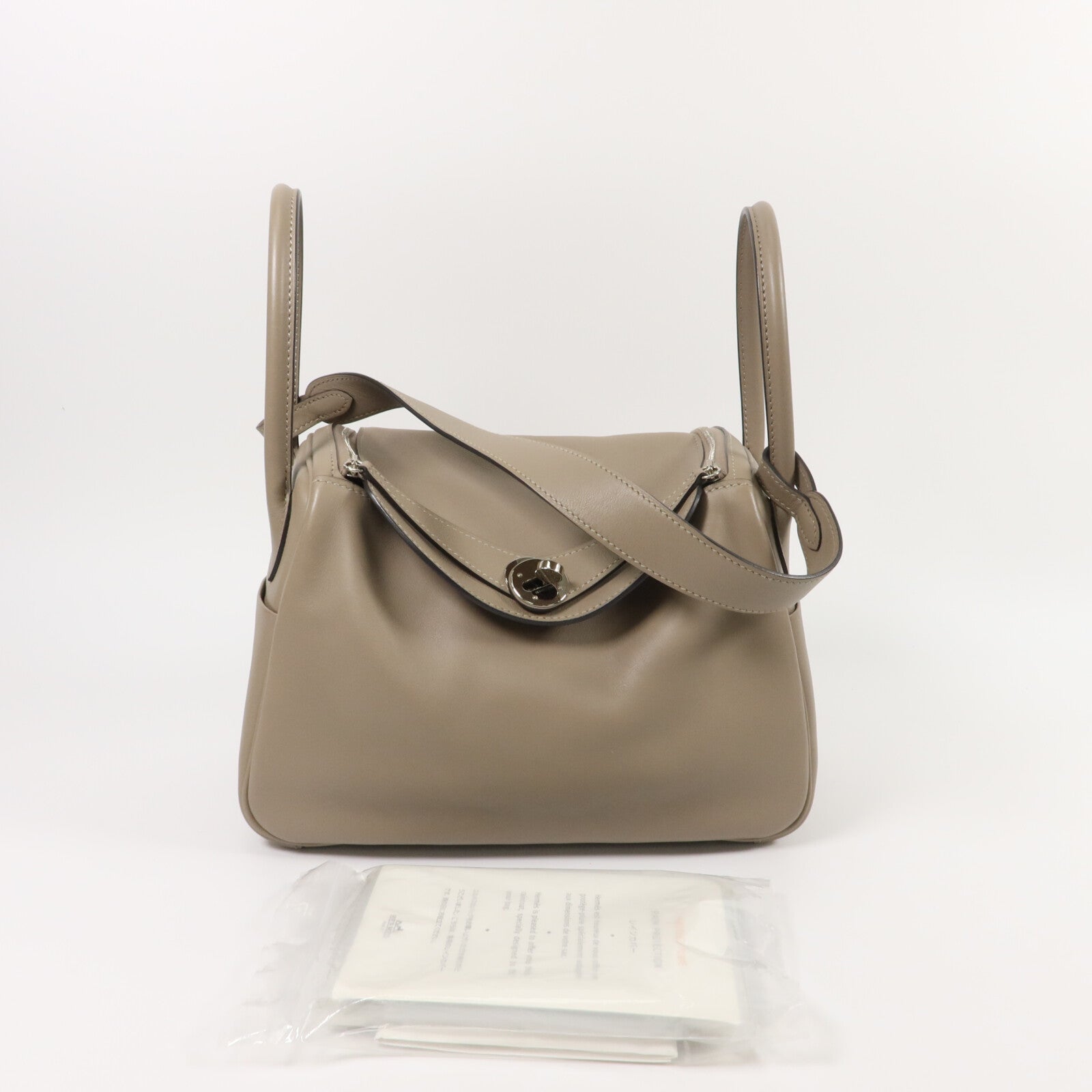 HERMES Swift皮革Lindy 26手挽肩背兩用袋Gris Asphalte