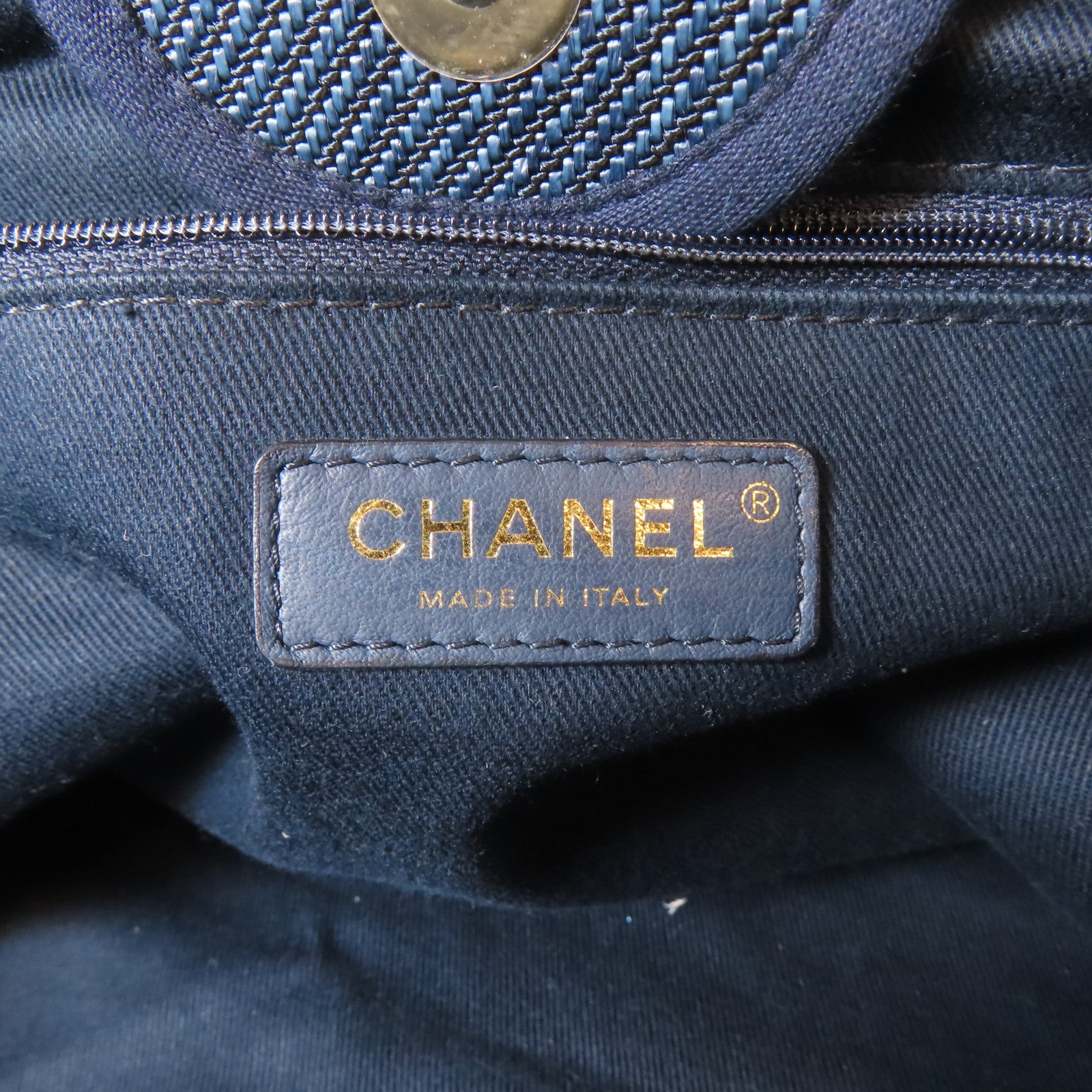 CHANEL 【激減優惠】帆布Deauville Tote 2 Way Chain Shoulder Bag金扣鏈帶手挽肩背兩用袋深藍色