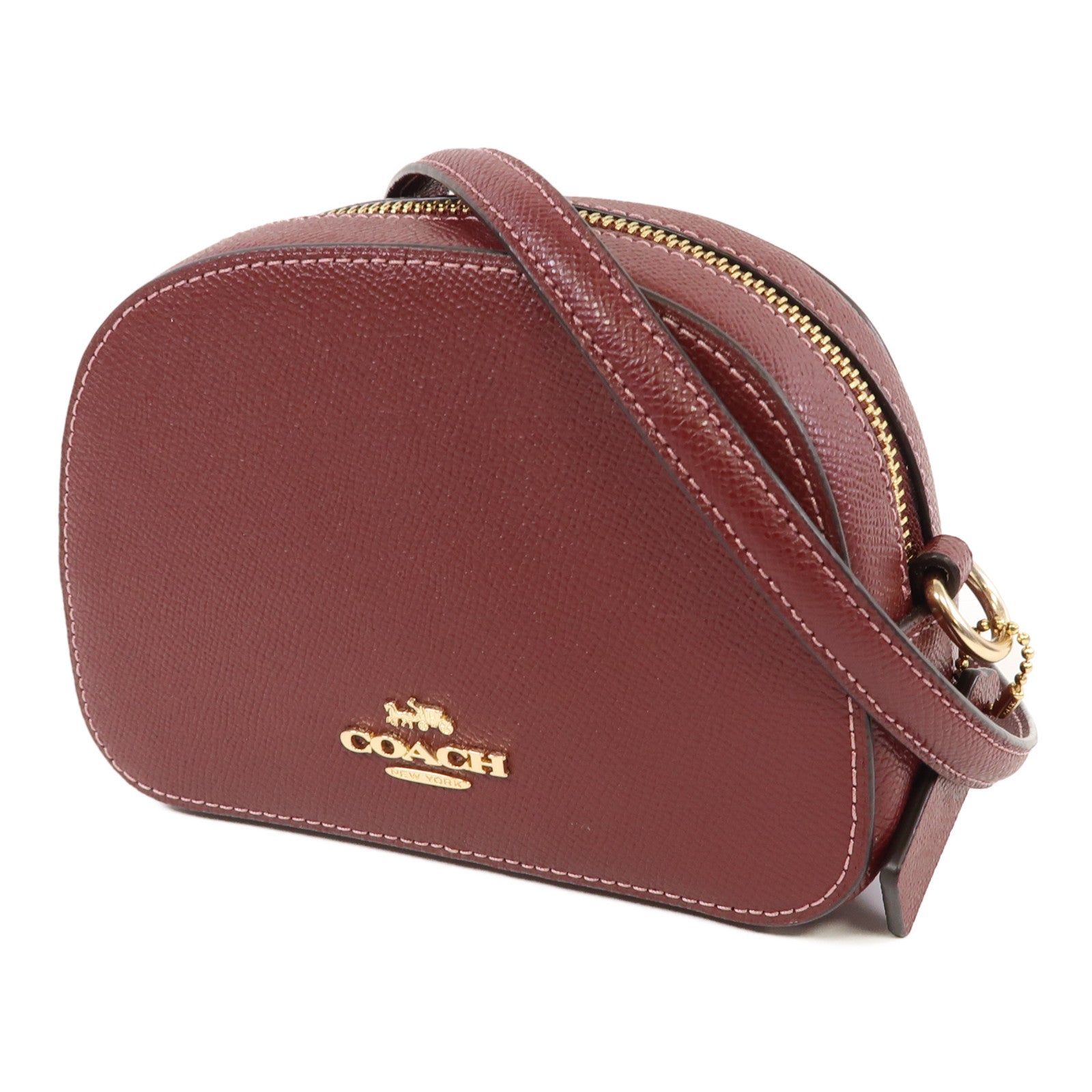COACH 牛皮皮革Mini Serena Crossbody Bag金扣肩背袋紅色