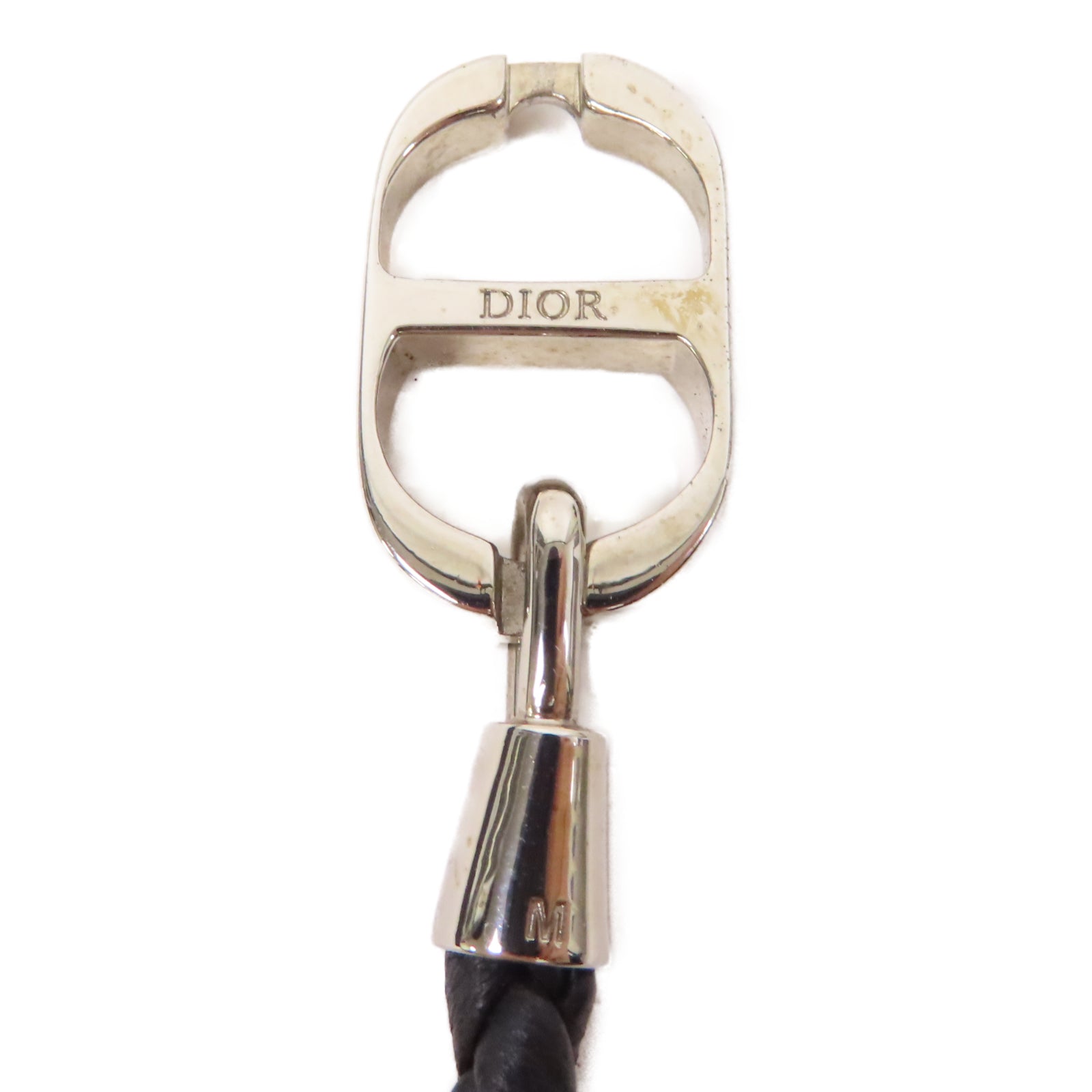 Dior 皮革Bracelet銀扣手鐲黑色