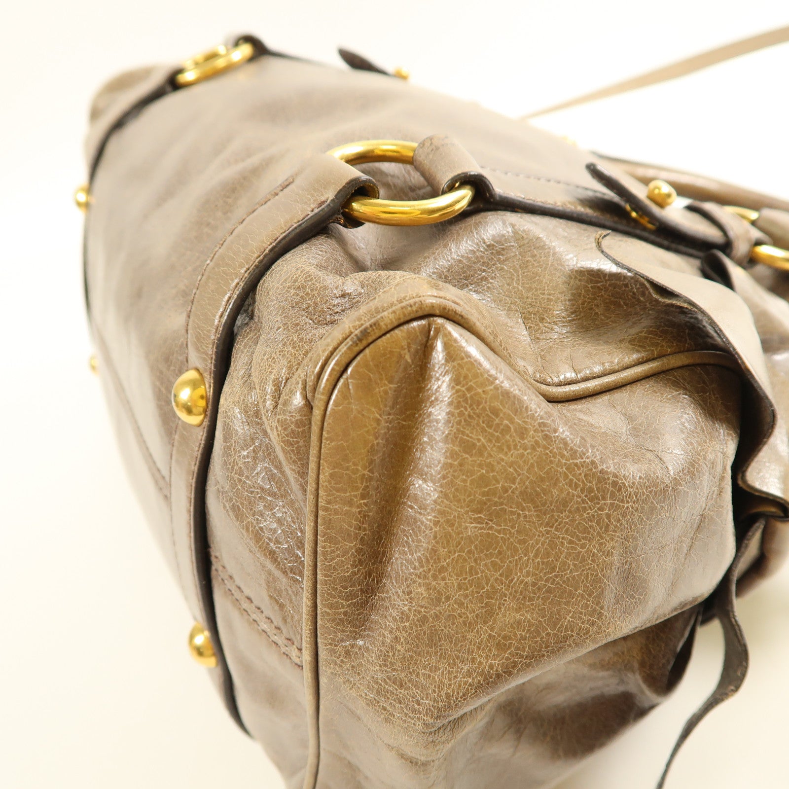 Miu Miu GHW 2 Way Shoulder Bag Calfskin Leather Brown