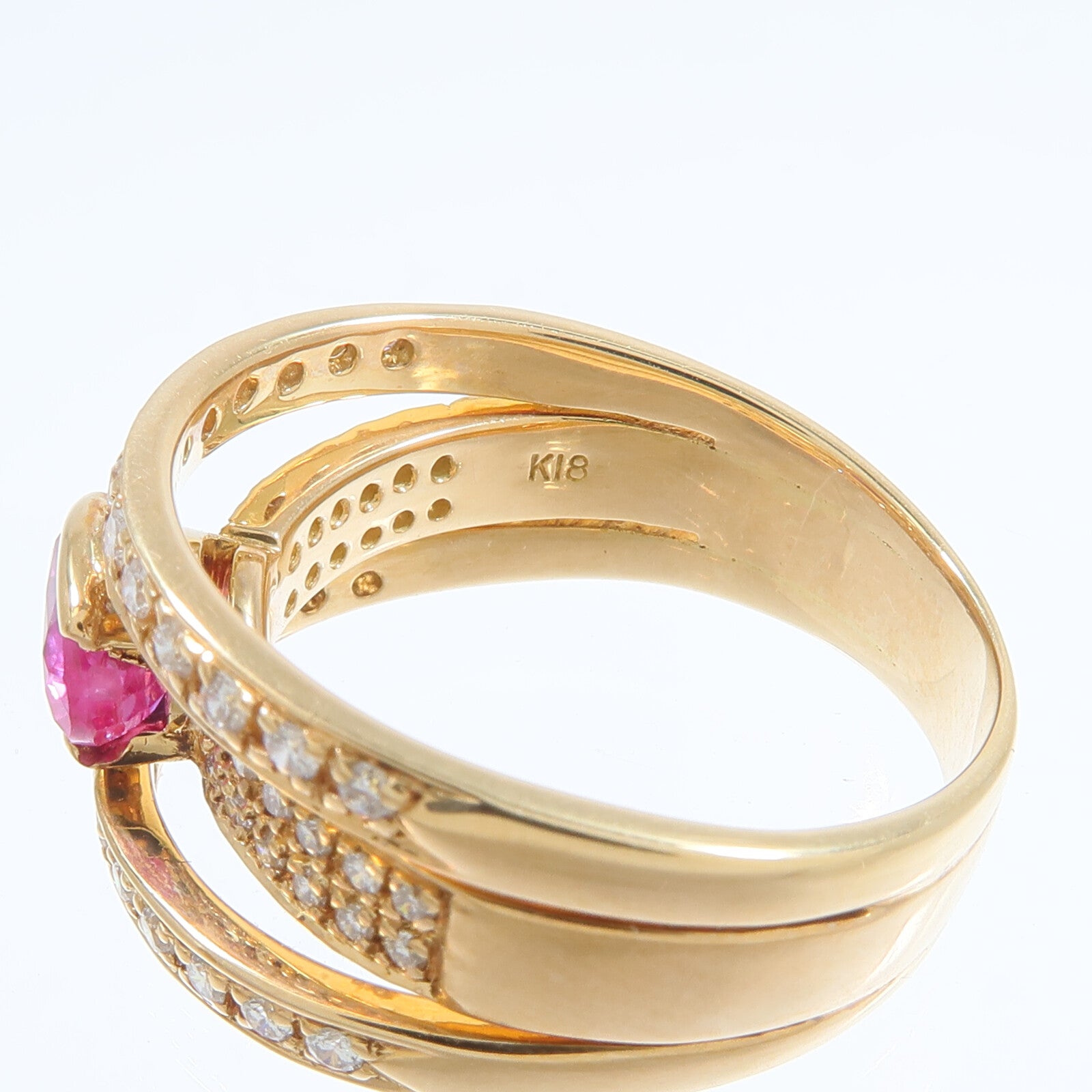 JEWELRY 18K黃金Pink Sapphire Diamond Ring粉紅色藍寶石/鑽石戒指