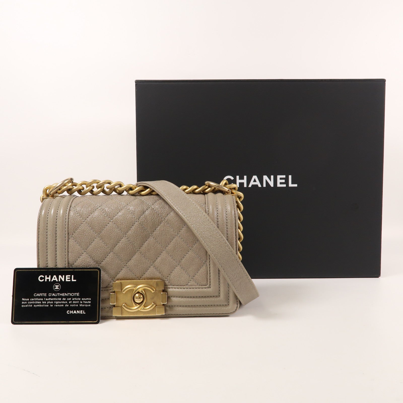 CHANEL 【激減優惠】牛皮皮革Boy 20金扣肩背袋