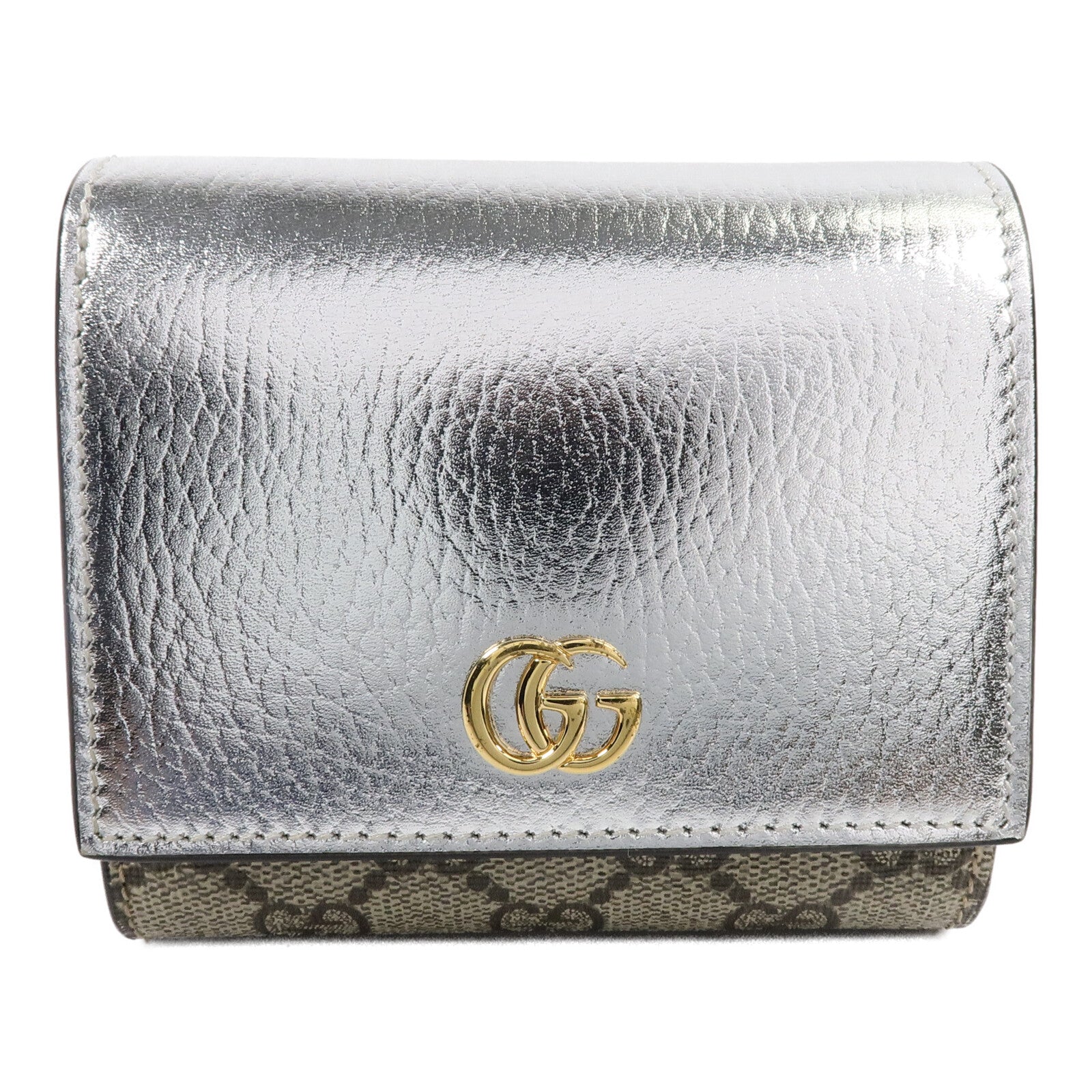 GUCCI 塗層帆布/牛皮皮革GG Marmont Wallet錢包