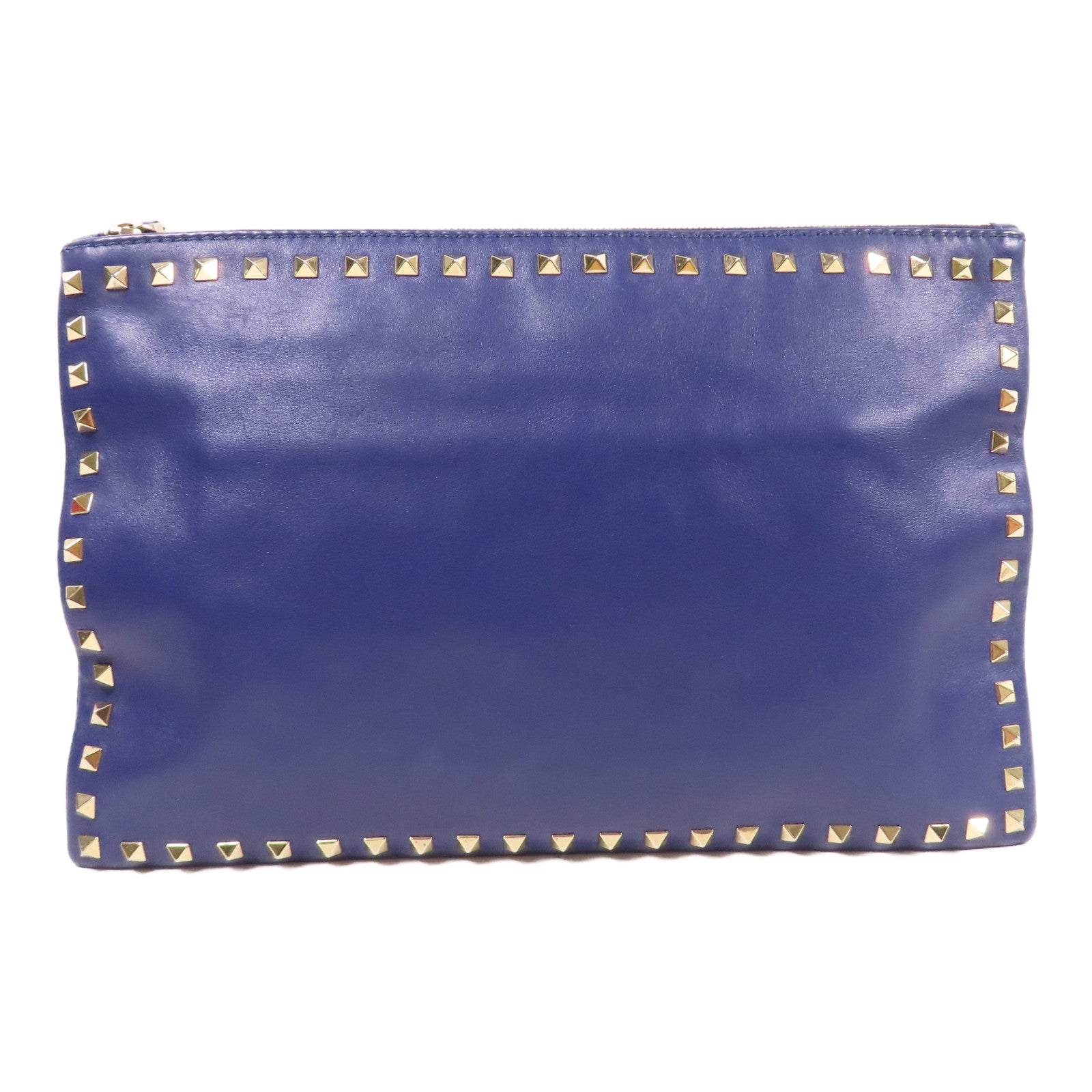 Valentino 牛皮皮革Clutch金扣手拿包紫色
