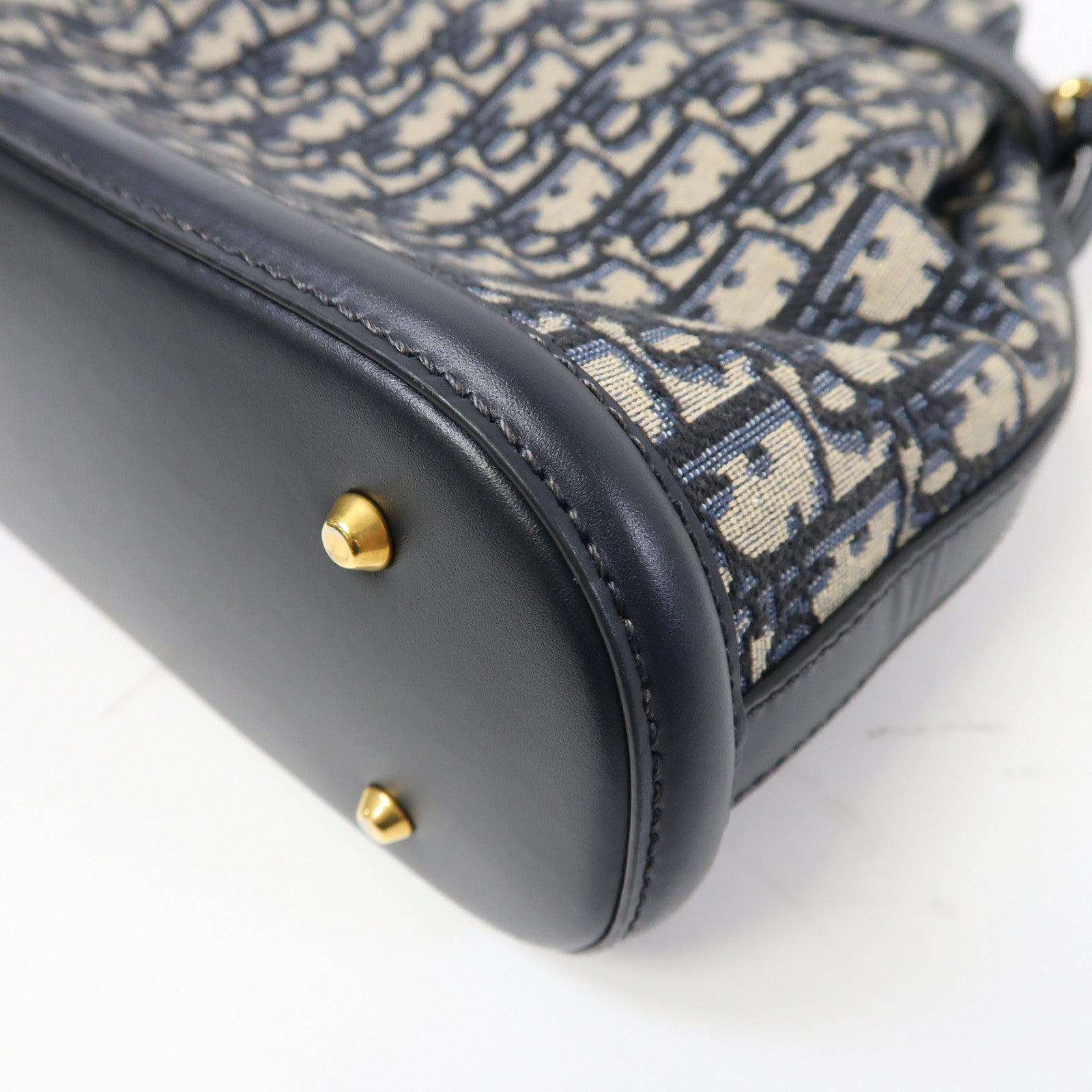 Dior Oblique帆布Medium C'est Bag金扣手挽肩背兩用袋藍色