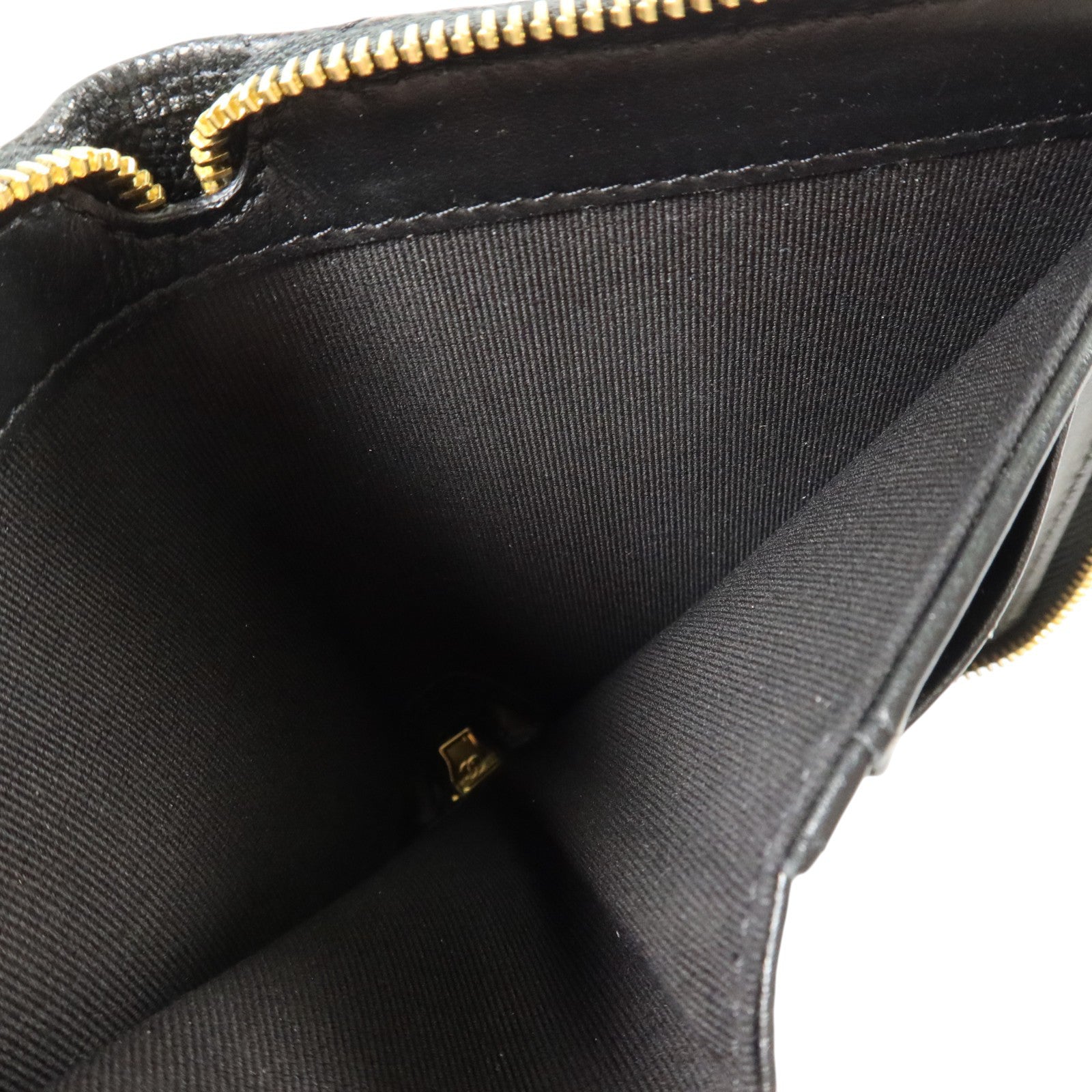 CHANEL 牛皮皮革Zipper Round Wallet金扣錢包