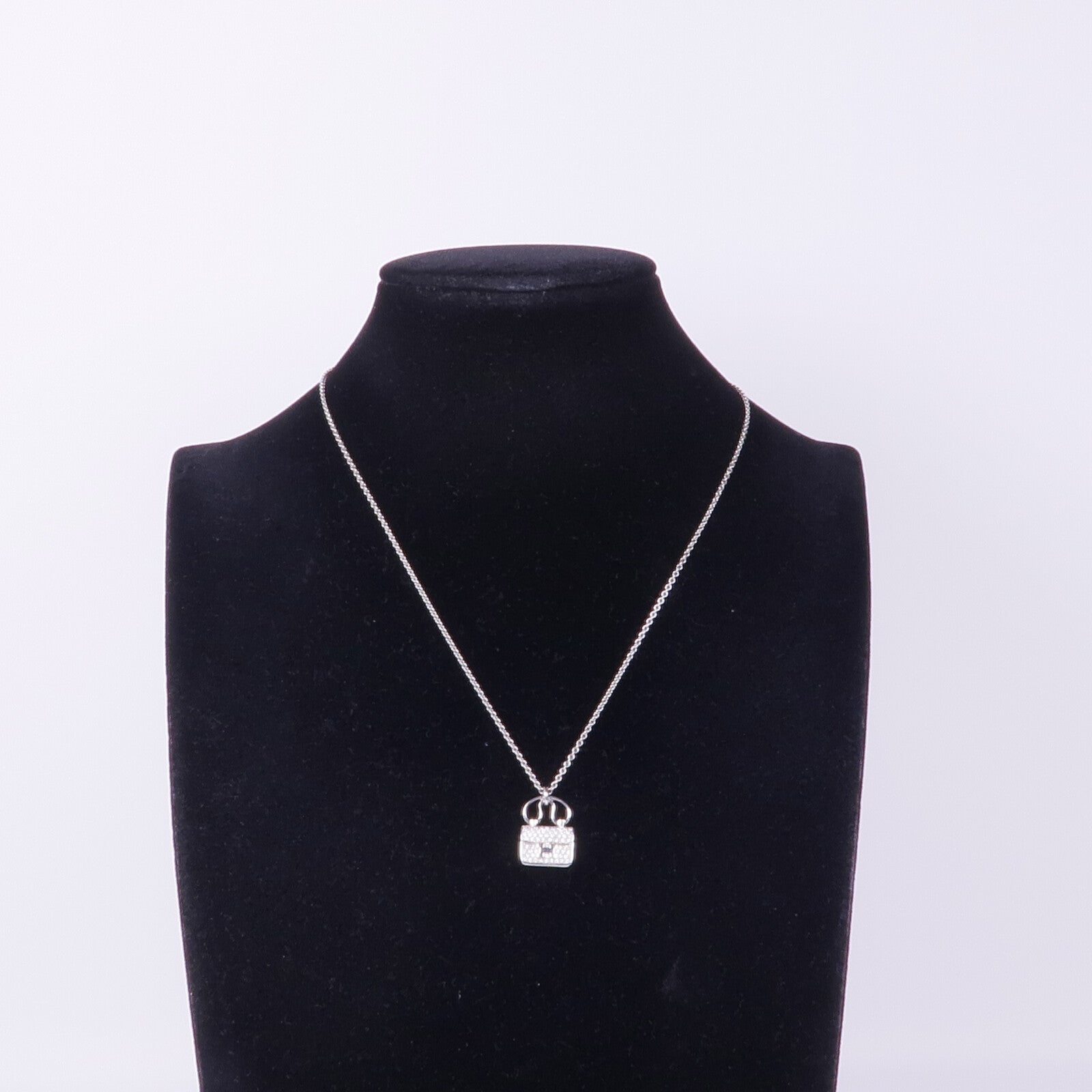 HERMES 18K白金Amulettes Constance Pendant鑽石項鍊