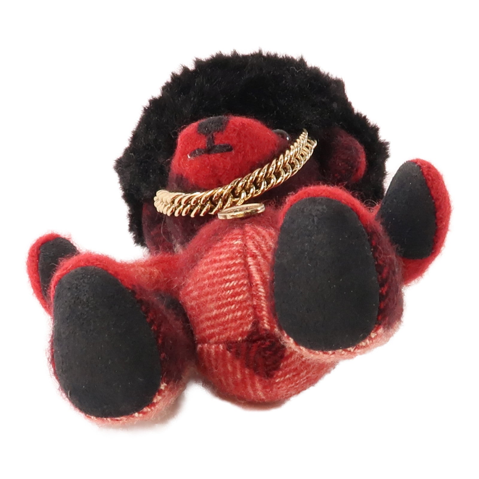 BURBERRY 羊絨Bear Key Ring Charm金扣鎖匙扣紅色/黑色
