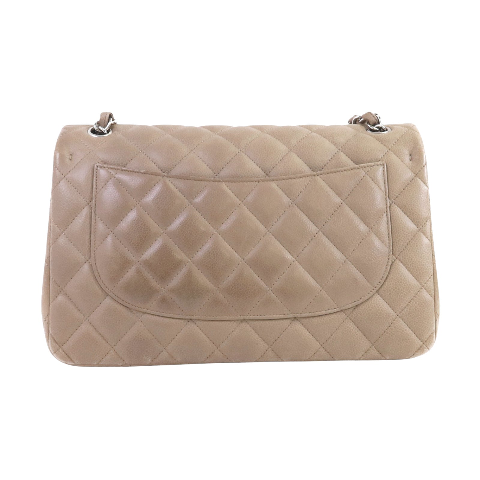 CHANEL 牛皮皮革Large Classic銀扣鏈帶肩背袋