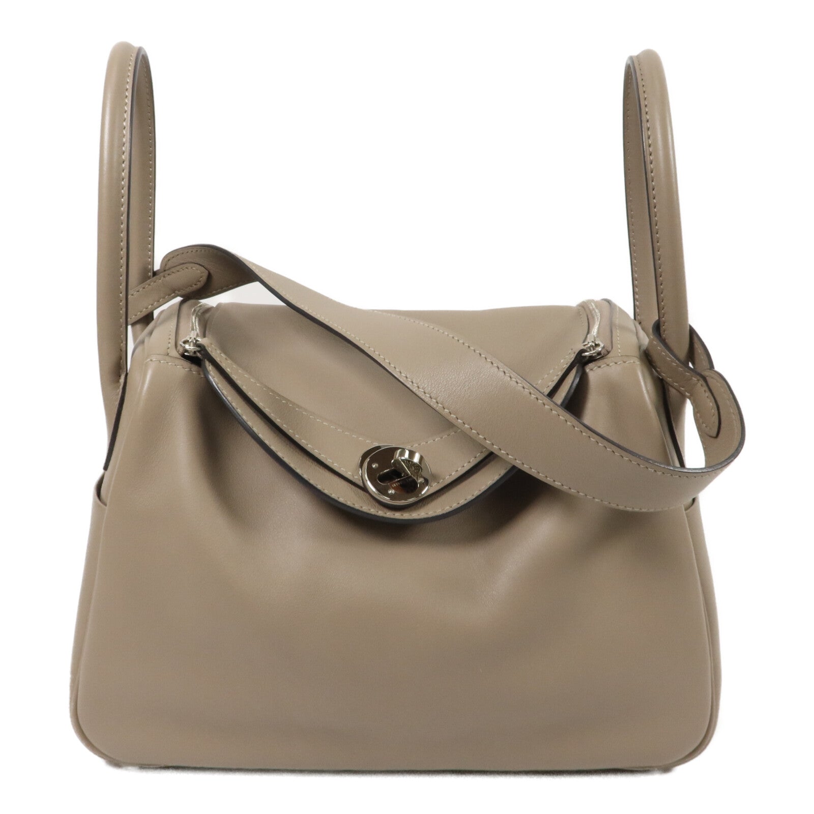 HERMES Swift皮革Lindy 26手挽肩背兩用袋Gris Asphalte