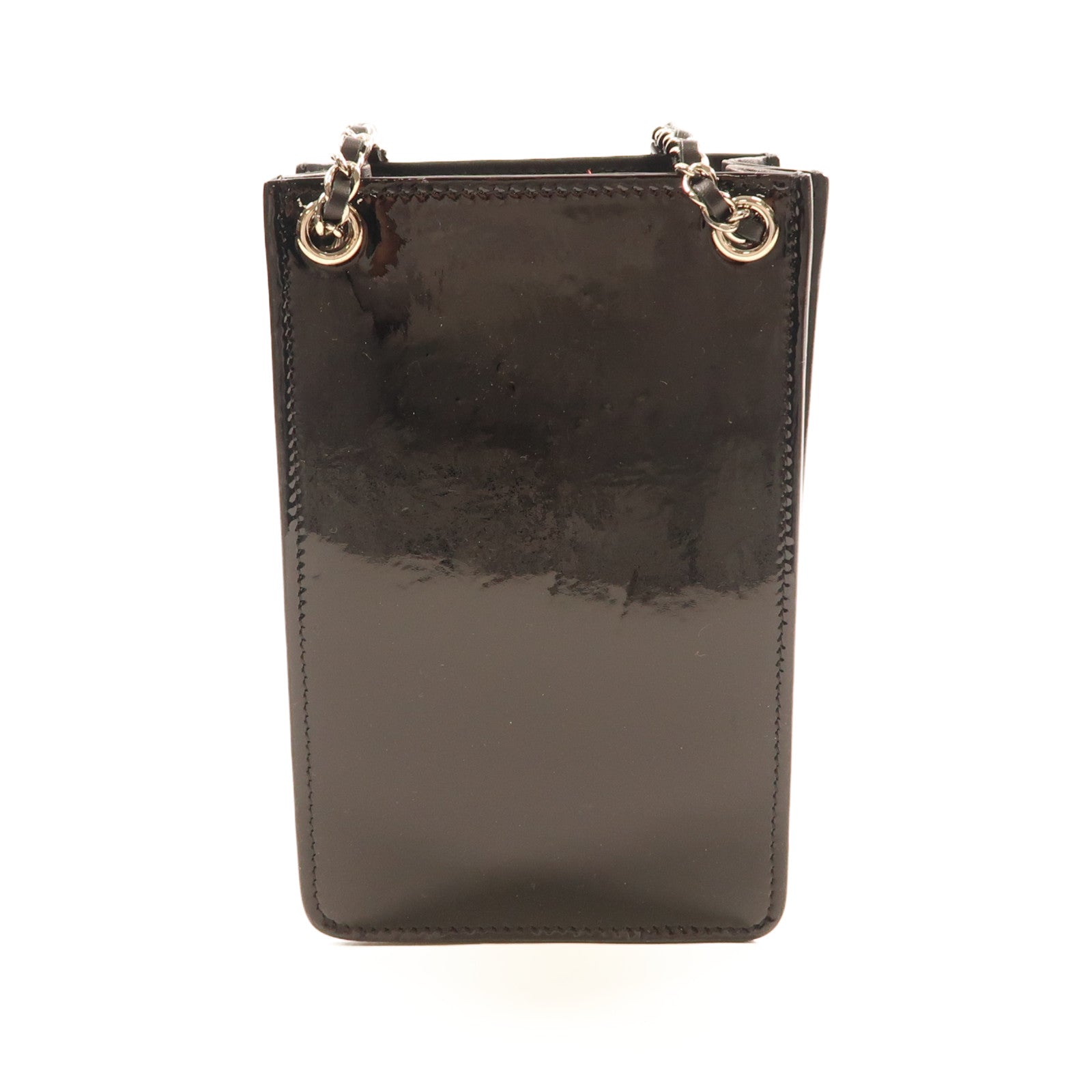 CHANEL 漆皮皮革Chain Shoulder金扣鏈帶肩背袋