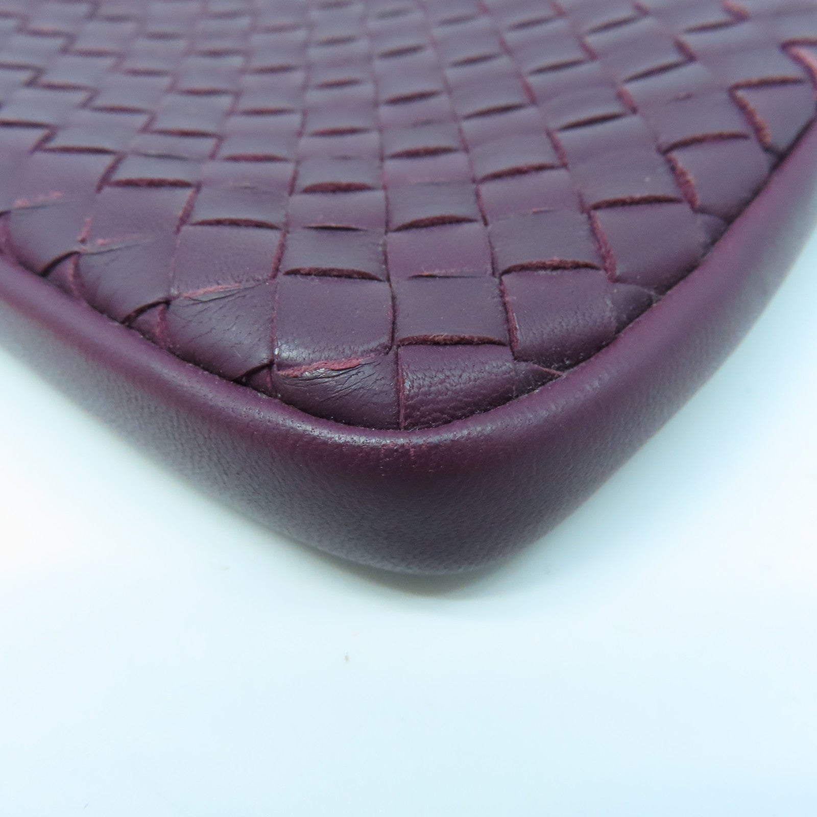 BOTTEGA VENETA Textured Leather Pouch Clutch Purple
