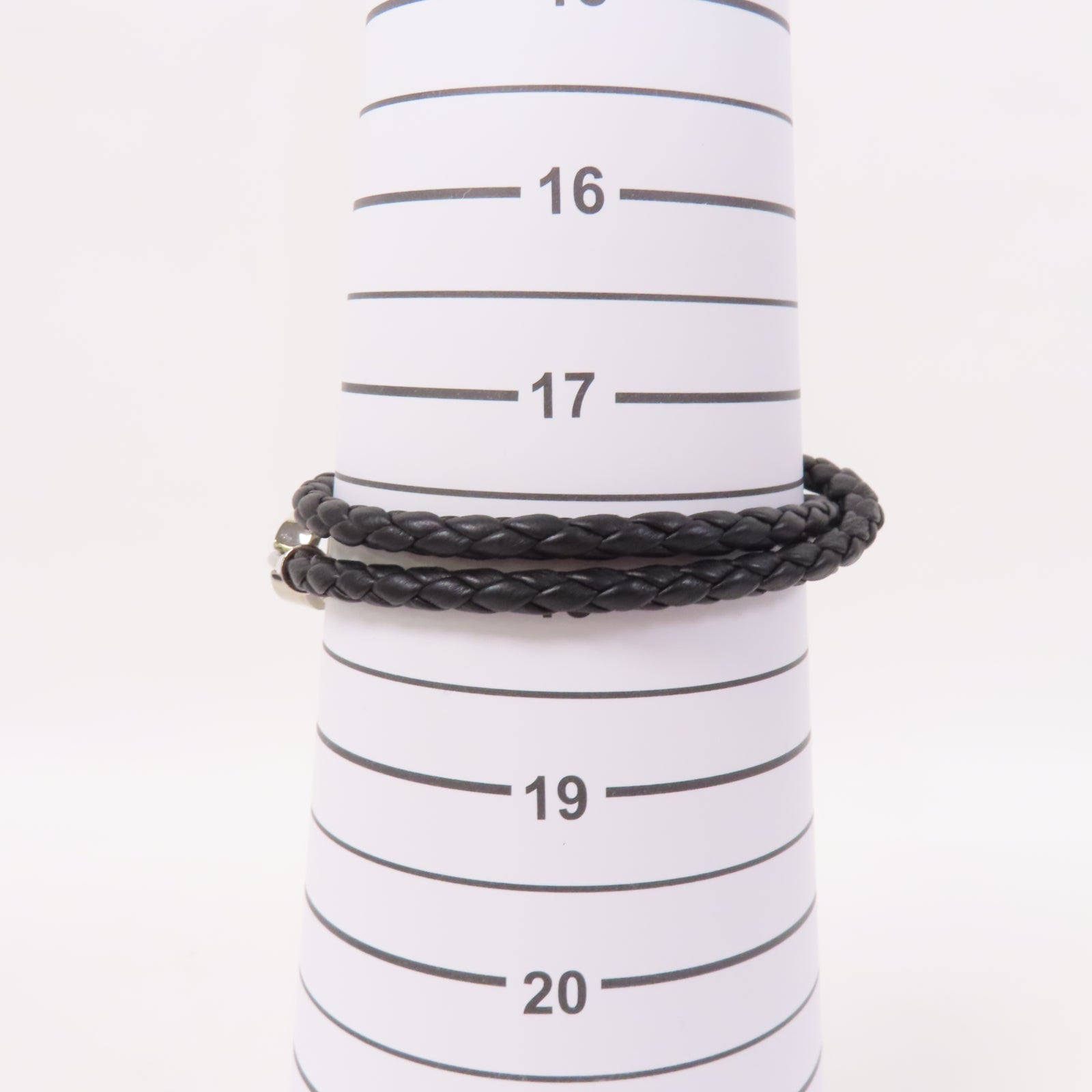 Dior 皮革Bracelet銀扣手鐲黑色