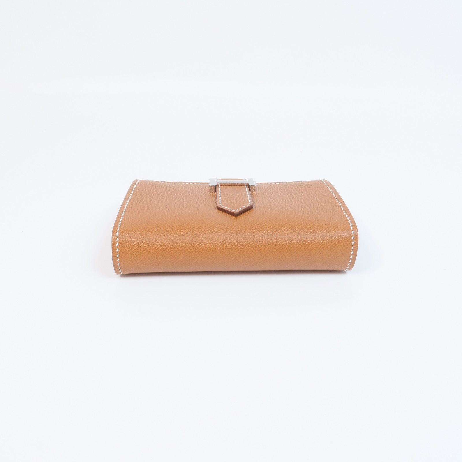 HERMES 【激減優惠】Epsom皮革Bearn Mini Wallet銀扣錢包Gold