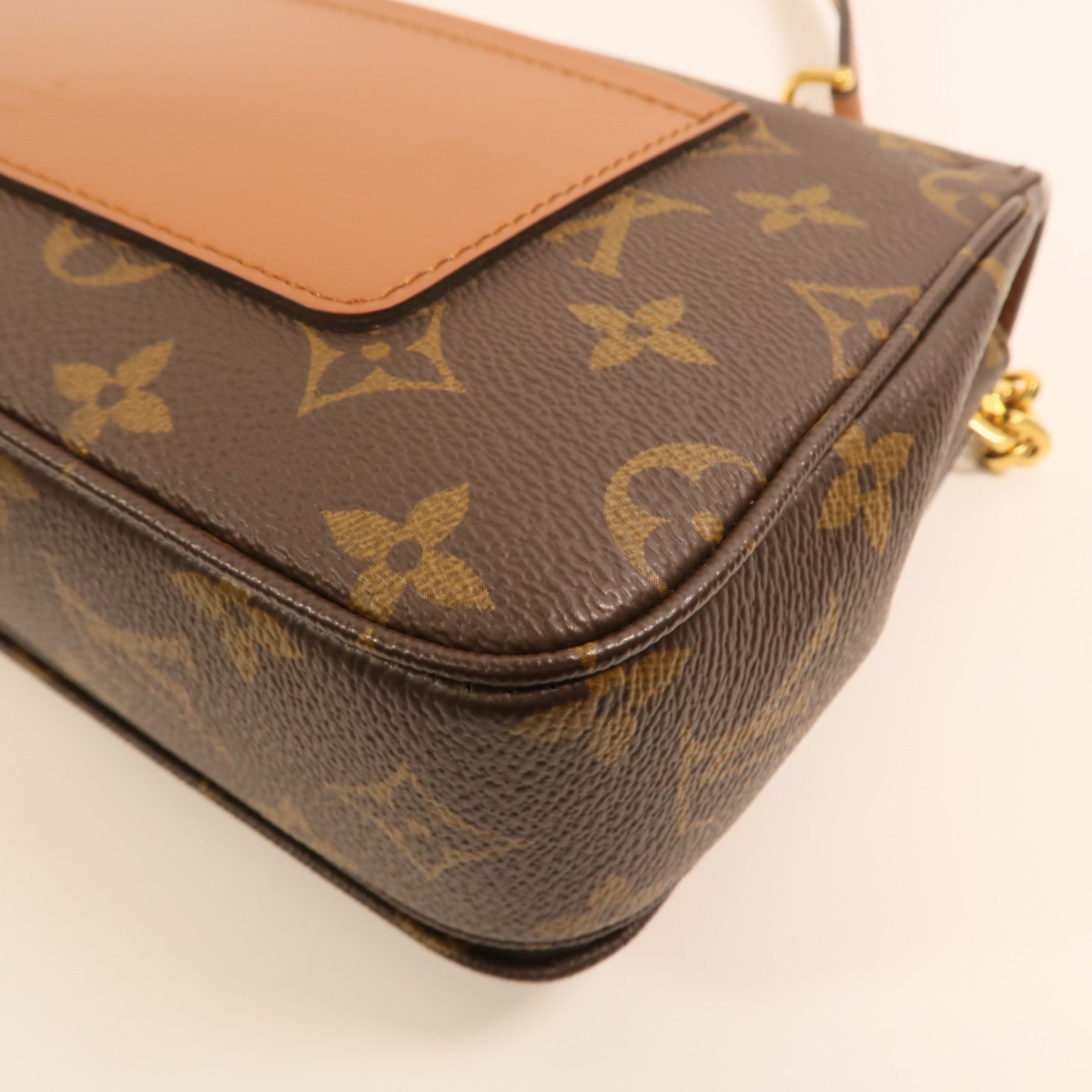 LOUIS VUITTON Monogram Marceau金扣鏈帶肩背袋棕色