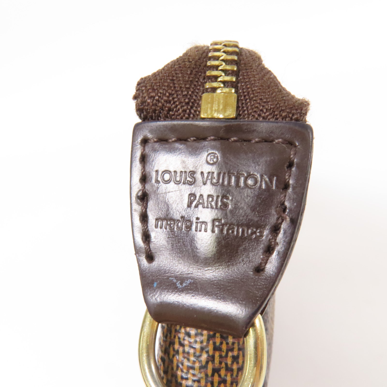 LOUIS VUITTON Damier Mini Pochette金扣鏈帶手挽袋