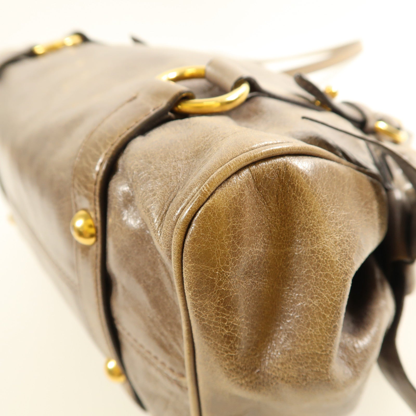 Miu Miu GHW 2 Way Shoulder Bag Calfskin Leather Brown