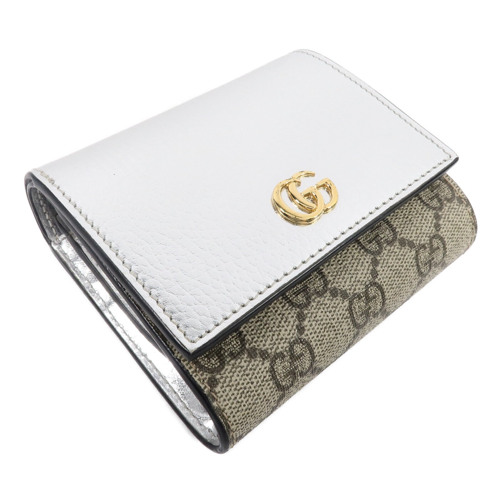GUCCI 塗層帆布/牛皮皮革GG Marmont Wallet錢包