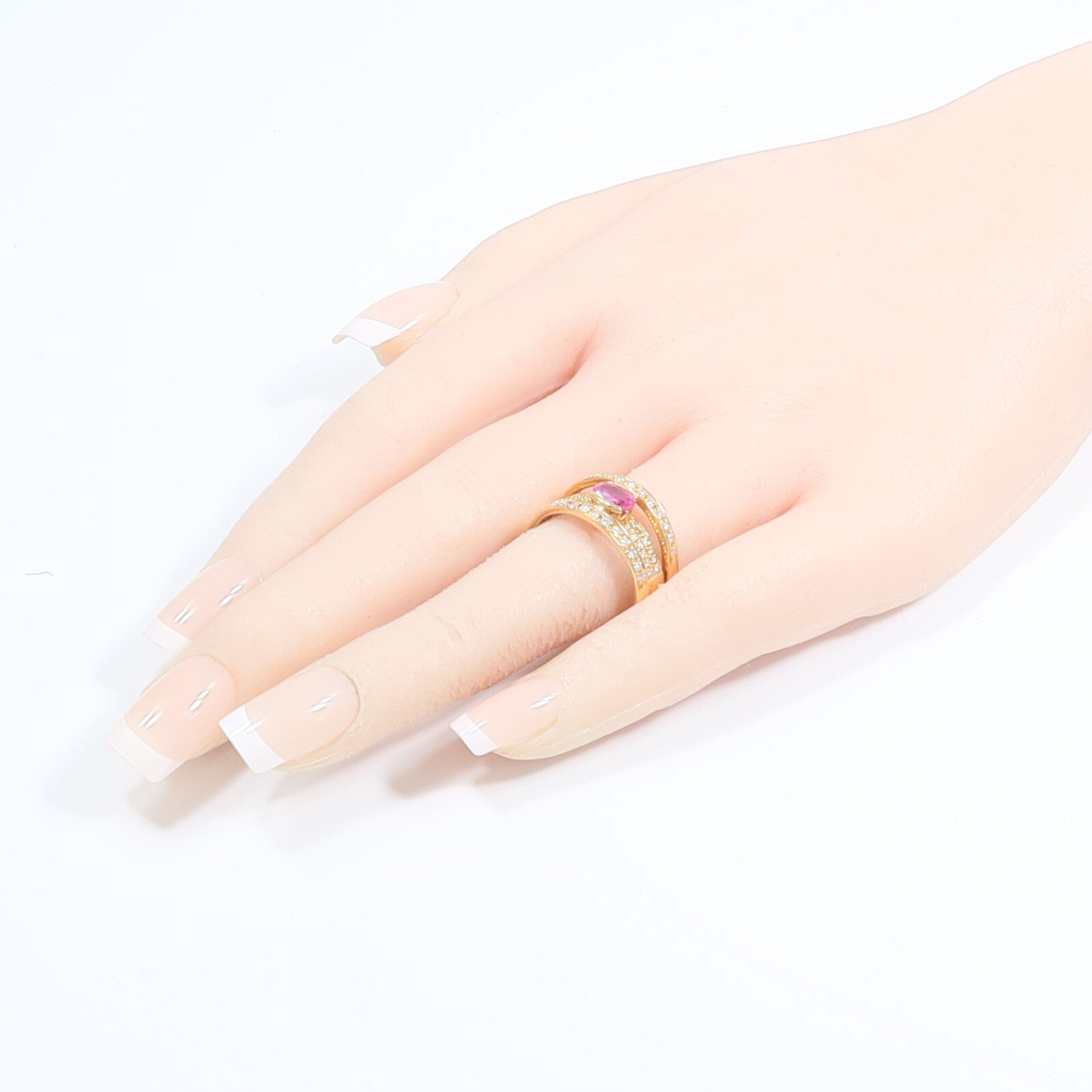 JEWELRY 18K黃金Pink Sapphire Diamond Ring粉紅色藍寶石/鑽石戒指