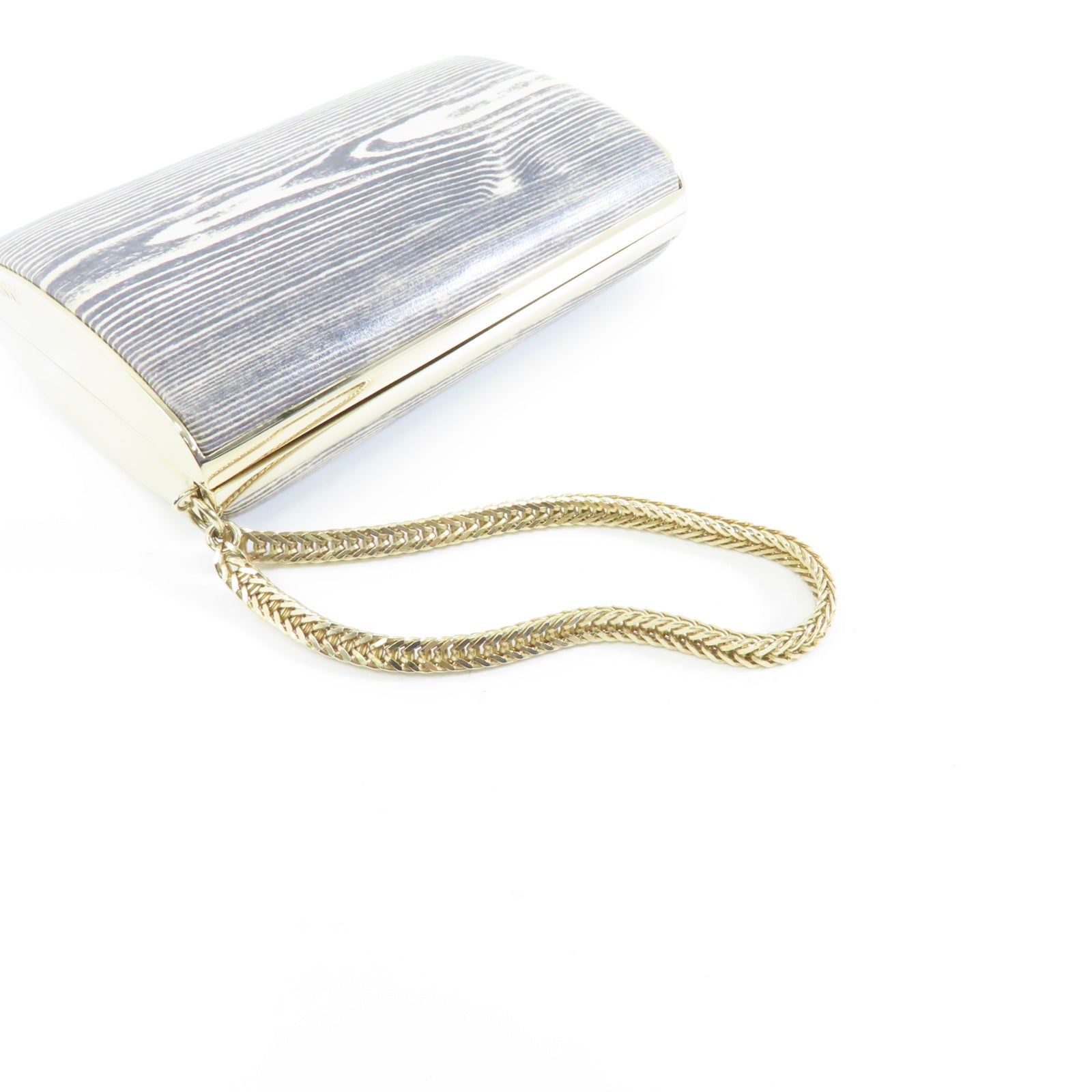 JIMMY CHOO 牛皮皮革Clutch Bag金扣手拿包灰色/白色