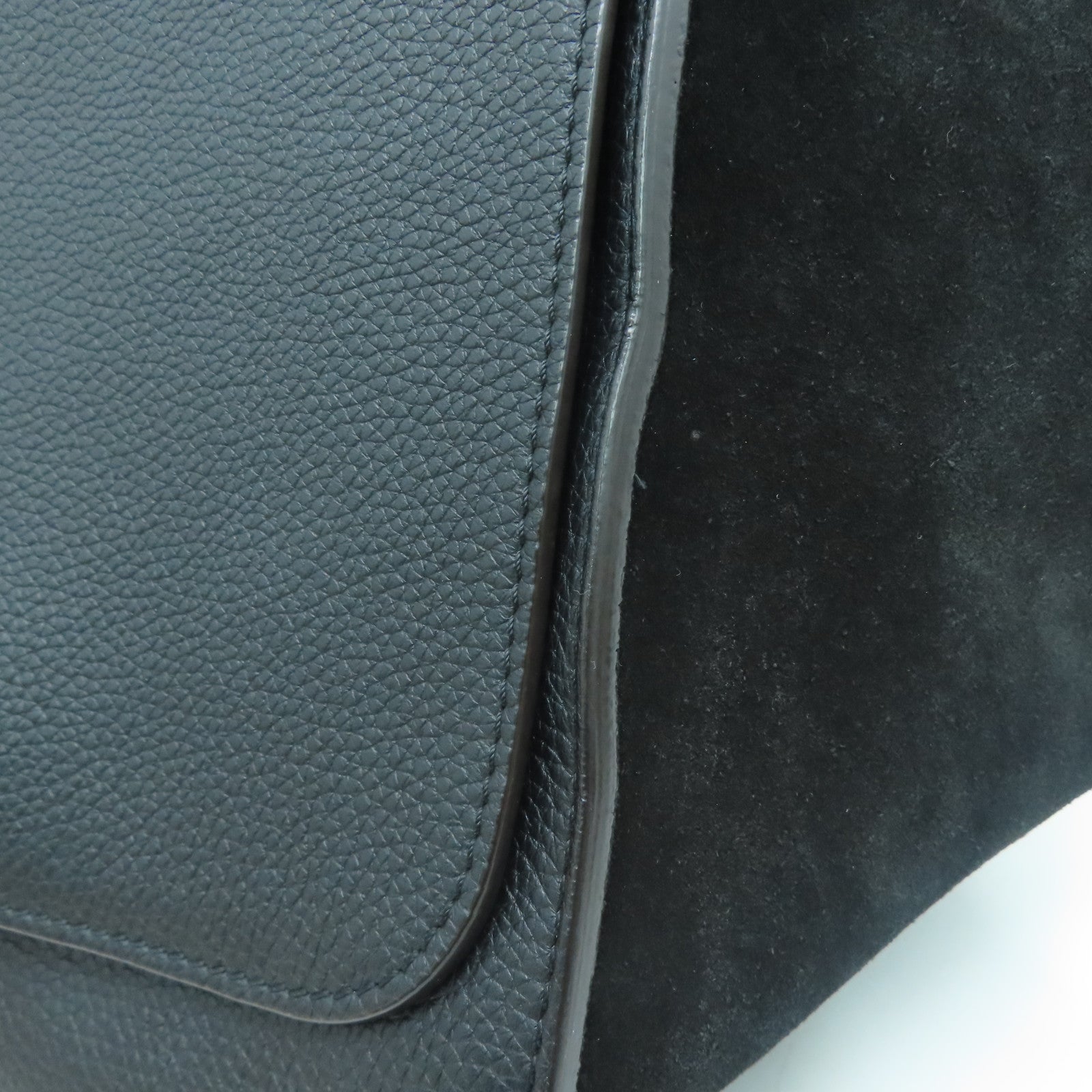 CELINE 牛皮/麂皮皮革Trapeze銀扣手挽肩背兩用袋黑色