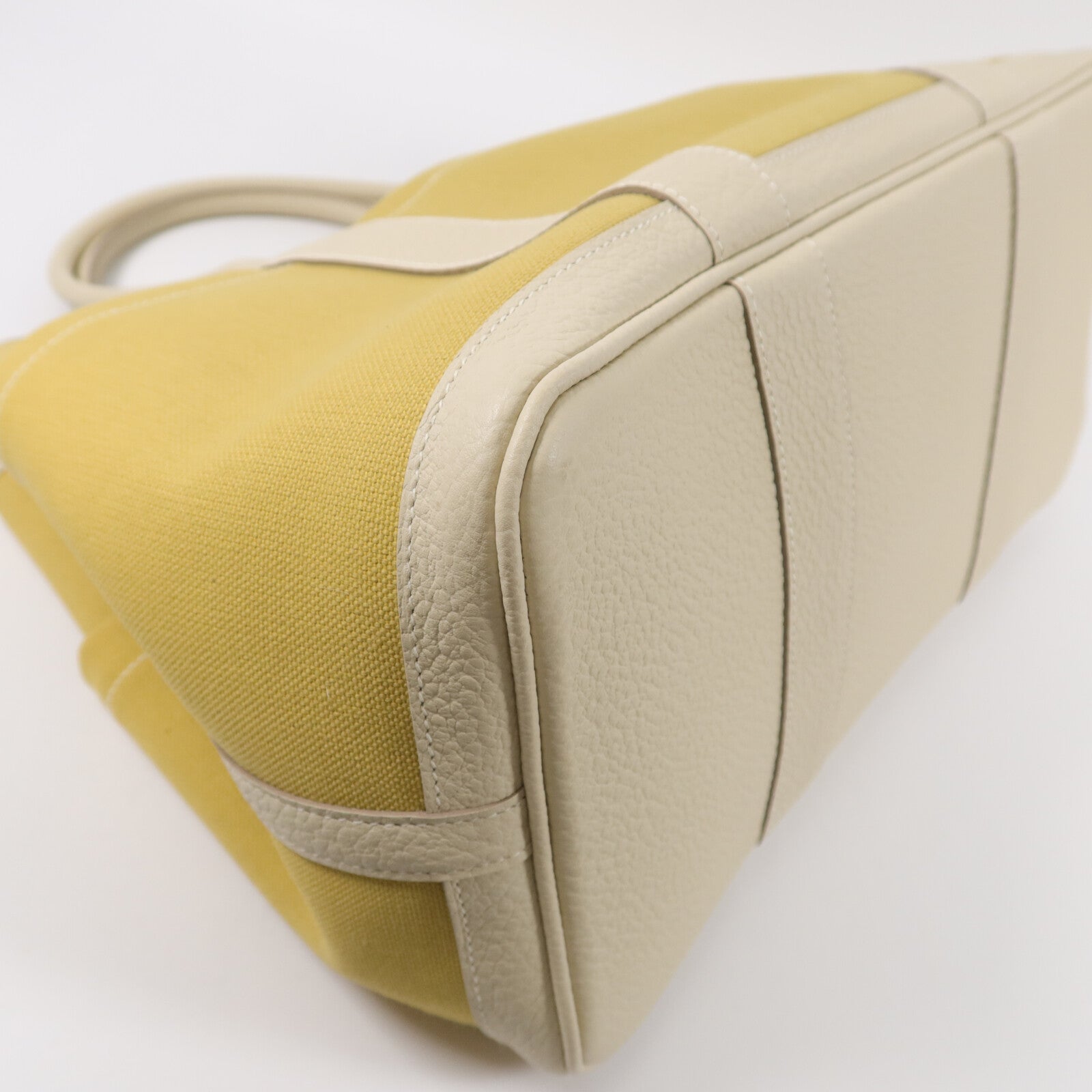 HERMES 帆布/Negonda皮革Garden Party PM手挽袋JaunePoussin / Craie