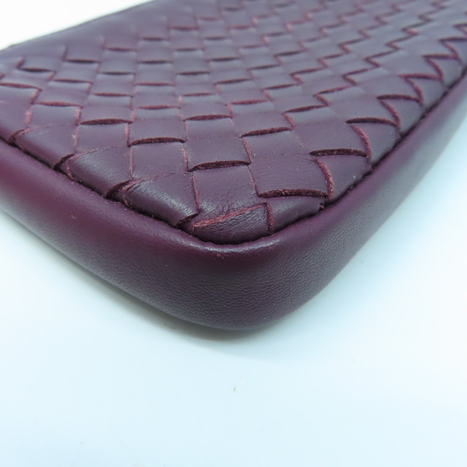 BOTTEGA VENETA Textured Leather Pouch Clutch Purple