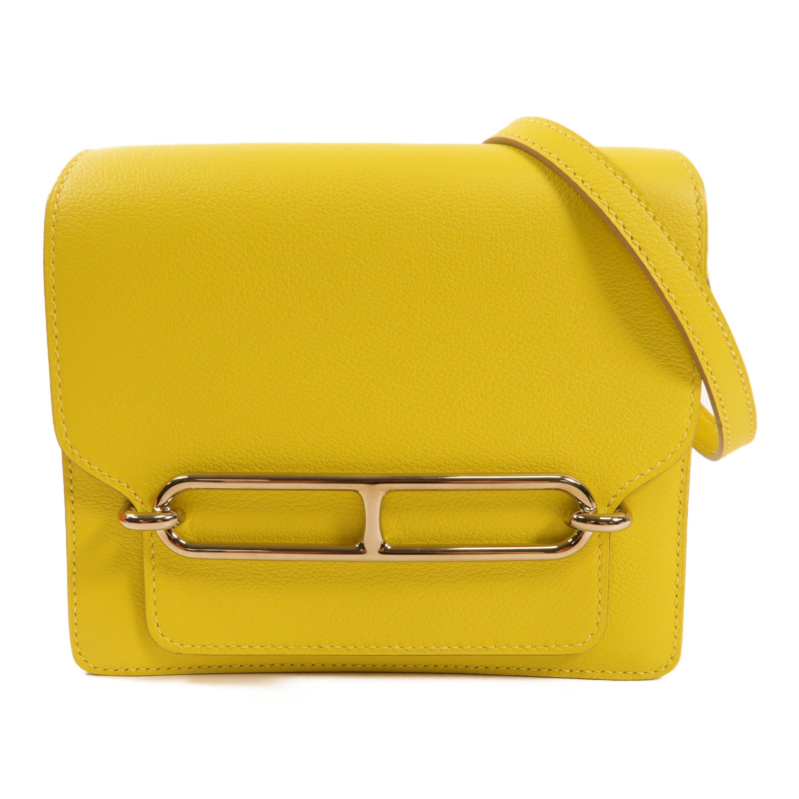 HERMES Evercolor皮革Mini Roulis銀扣肩背袋Lime