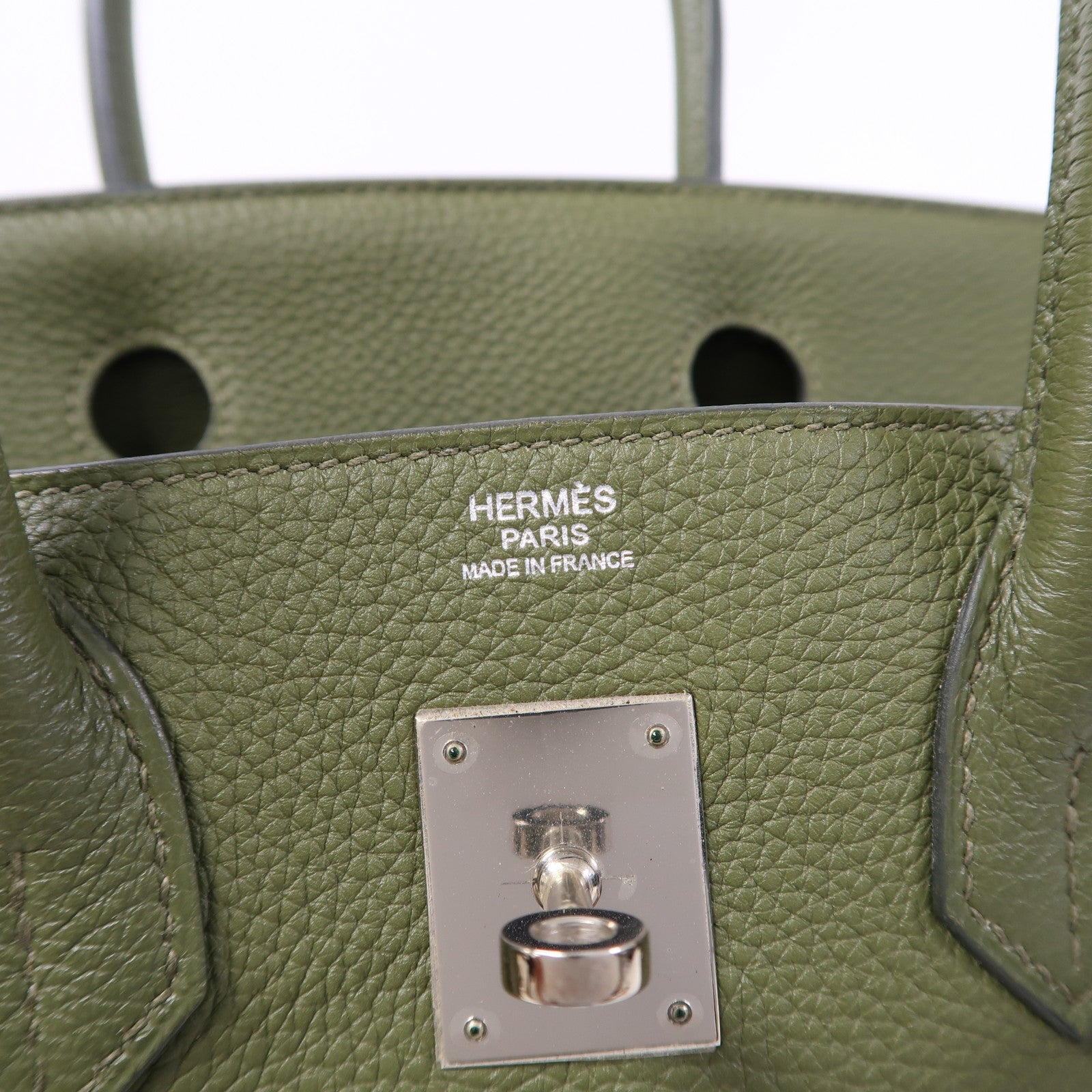 HERMES Togo皮革Birkin 30銀扣手挽袋Pelouse/草坪綠色