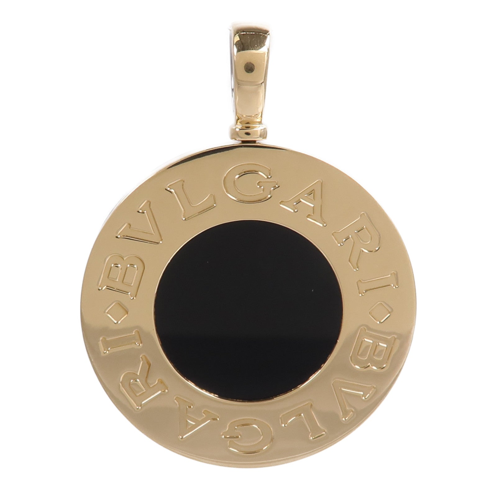 BVLGARI 18K黃金/SteelGold/Onyx Round Pendant吊墜