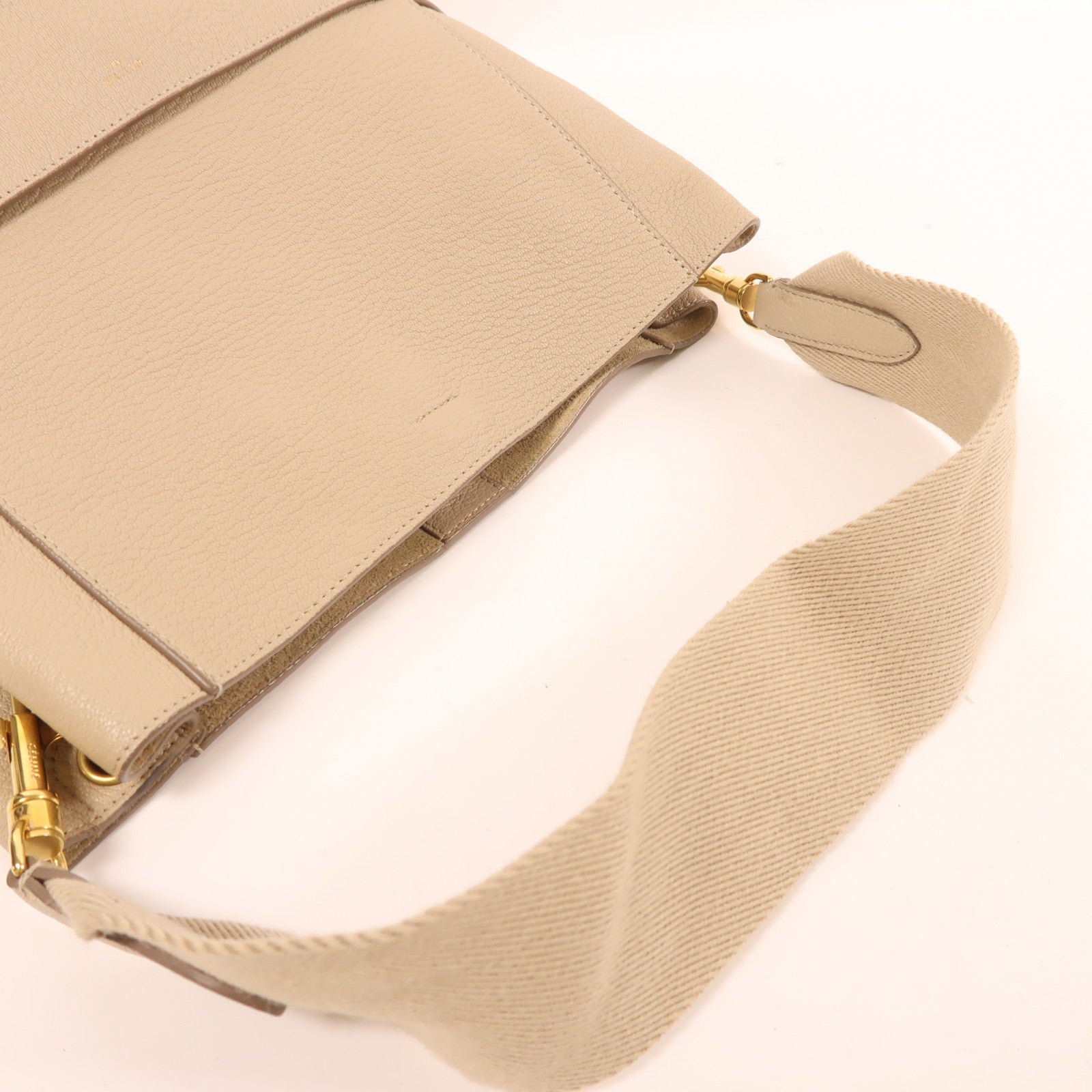 CELINE 牛皮皮革Tote Bag金扣肩背袋米色