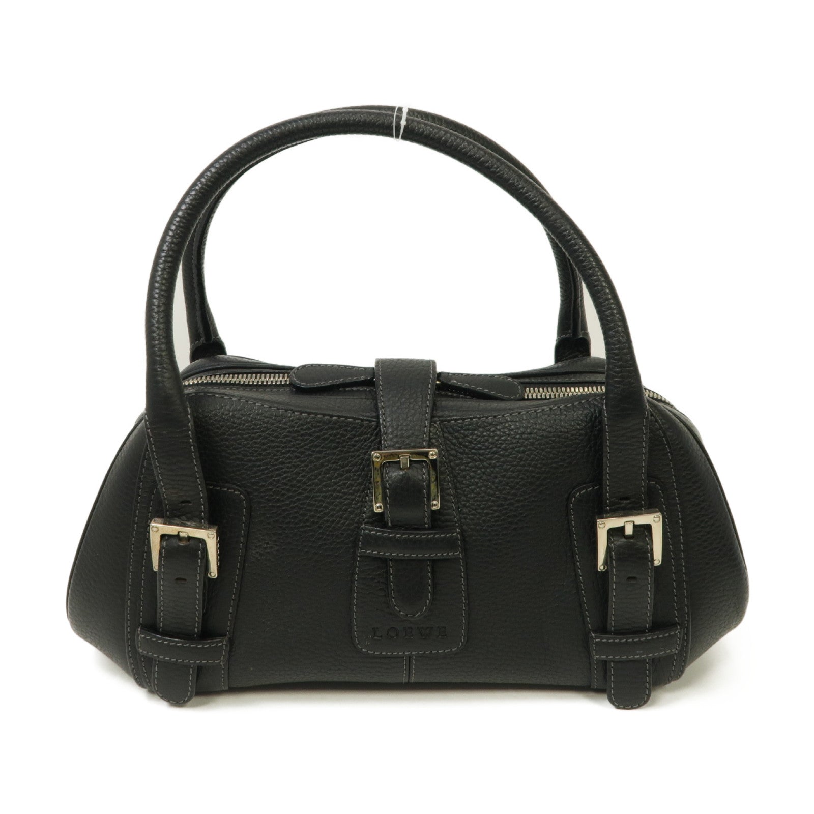 LOEWE 【激減優惠】牛皮皮革Hand Bag銀扣手挽袋黑色