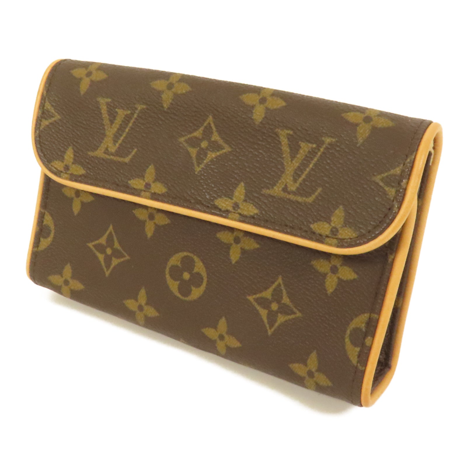LOUIS VUITTON Monogram Pochette Florentine金扣腰包棕色