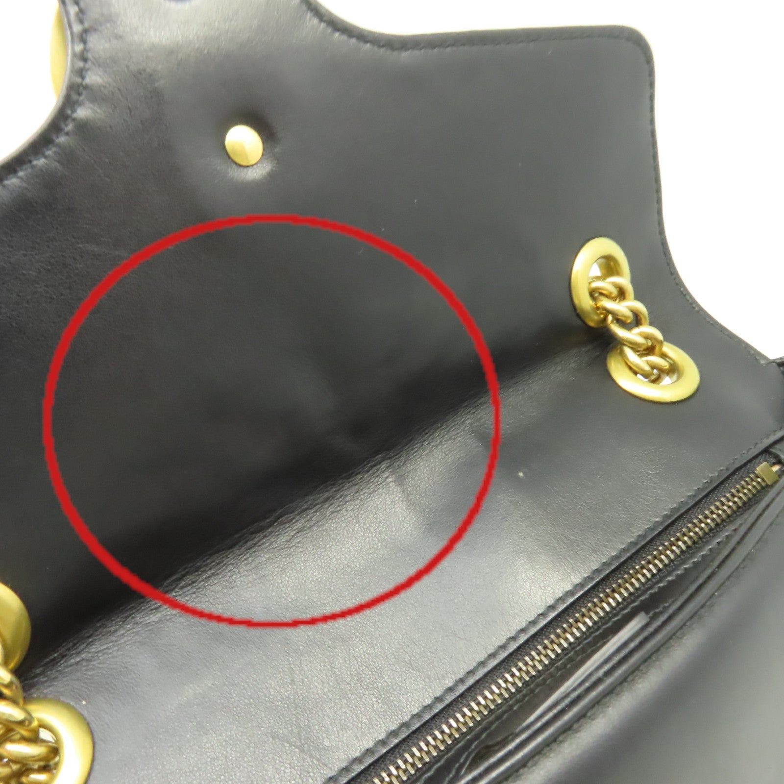 GUCCI 牛皮皮革GG Marmont金扣鏈帶肩背袋黑色
