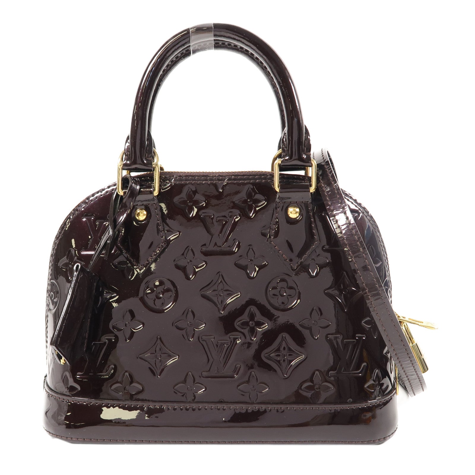LOUIS VUITTON Monogram Vernis Alma BB金扣手挽肩背兩用袋酒紅色