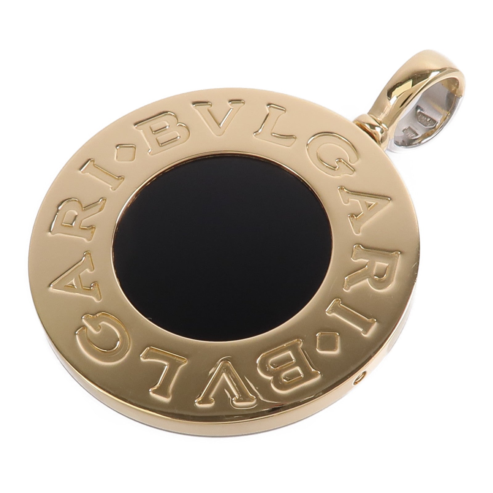 BVLGARI 18K黃金/SteelGold/Onyx Round Pendant吊墜