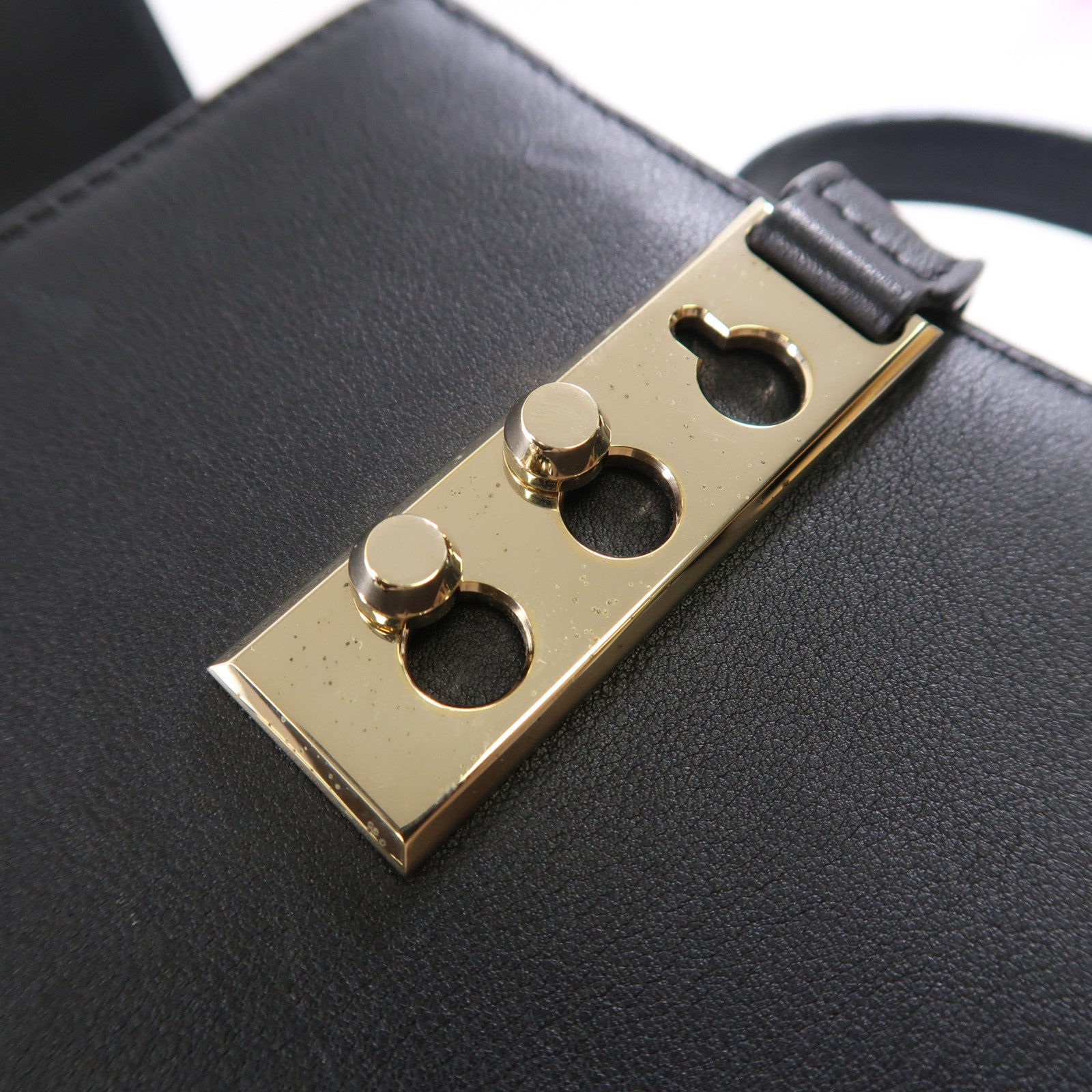 SELECTION 牛皮皮革Delvaux Tempete MM金扣手挽肩背兩用袋黑色