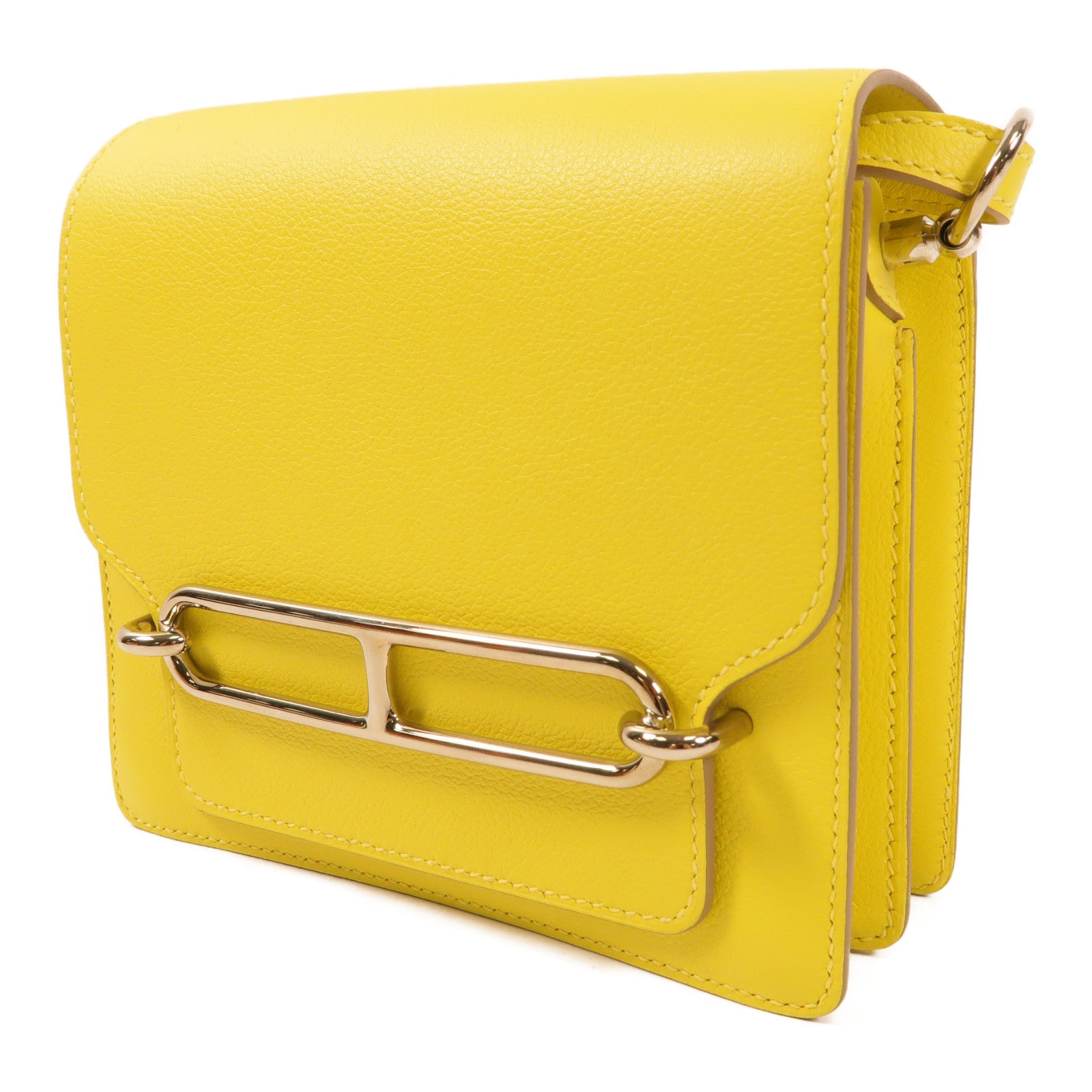HERMES Evercolor皮革Mini Roulis銀扣肩背袋Lime