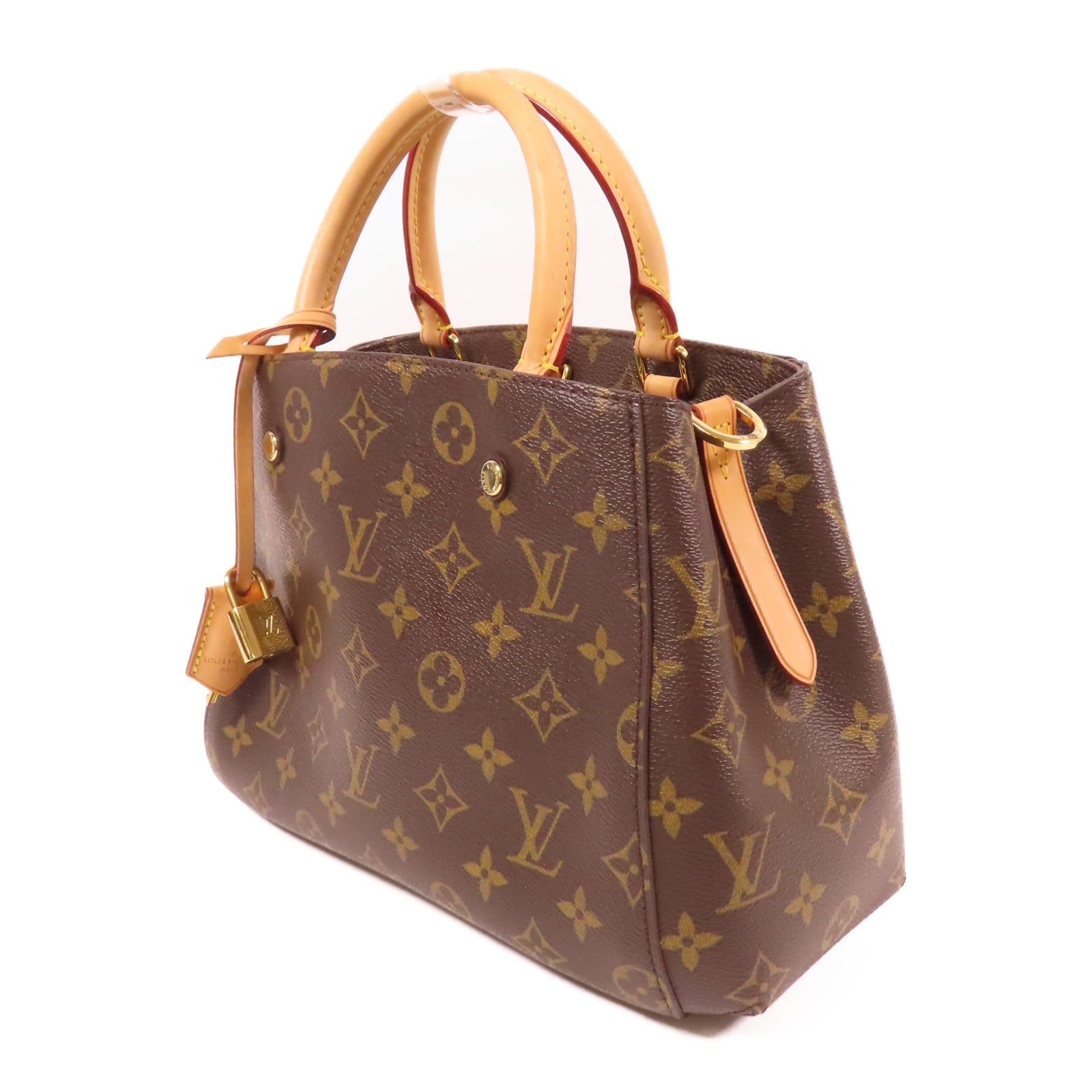 LOUIS VUITTON Monogram Montaigne BB金扣手挽肩背兩用袋棕色