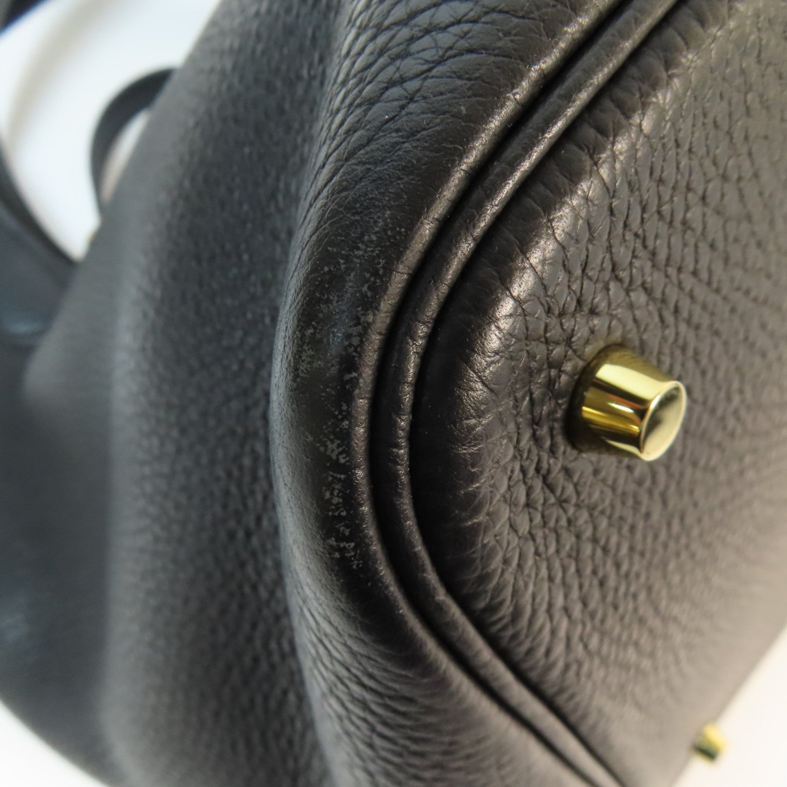 HERMES Clemence皮革Picotin MM金扣手挽袋Noir