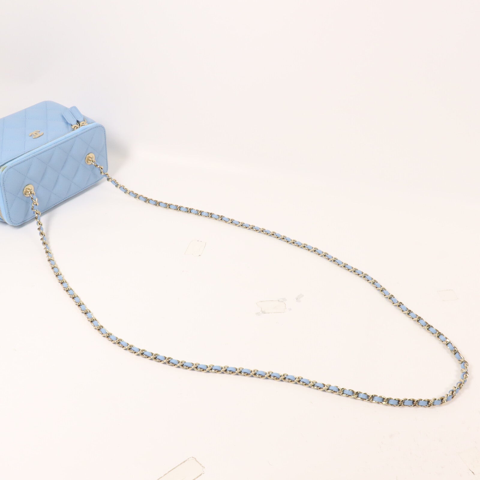 CHANEL 牛皮皮革Vanity Case鏈帶肩背袋