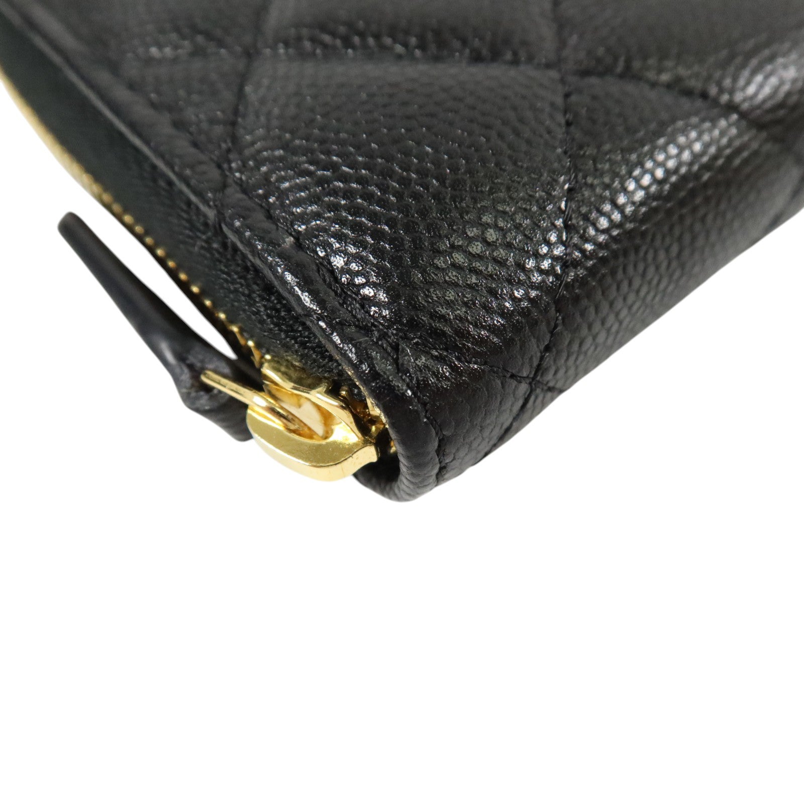 CHANEL 牛皮皮革Zipper Round Wallet金扣錢包