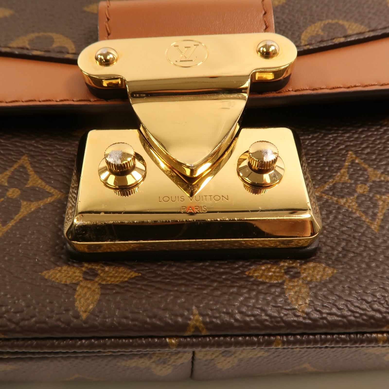 LOUIS VUITTON Monogram Marceau金扣鏈帶肩背袋棕色